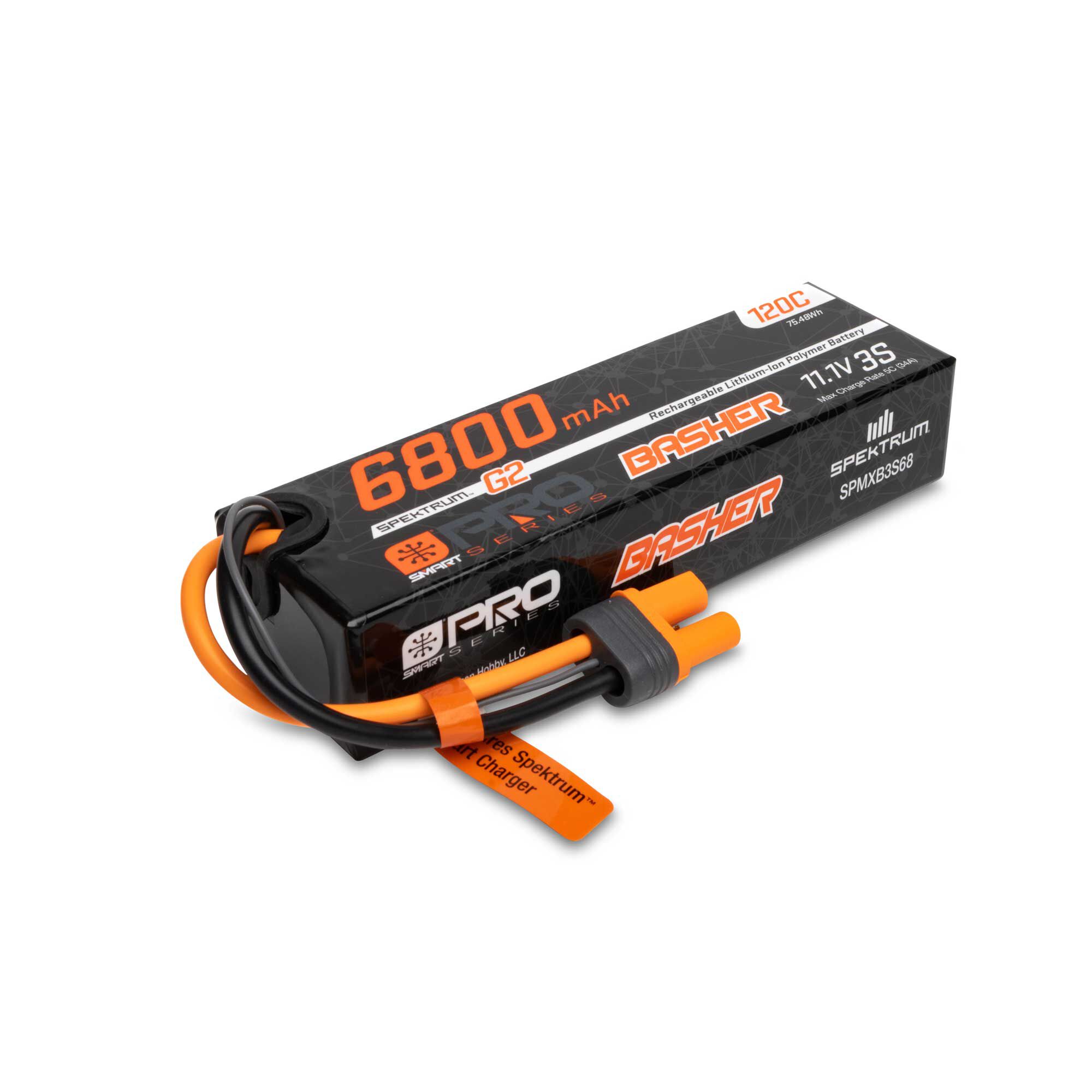 Spektrum Accessories 11.1V 6800mAh 3S 120C Smart G2 Pro Basher LiPo Battery: IC5