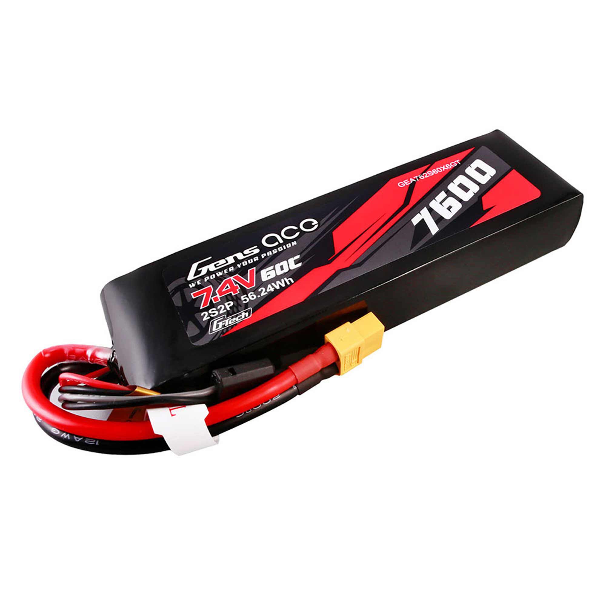 Gens ace 7.4V 7600mAh 2S 60C G-Tech Smart LiPo Battery: XT60