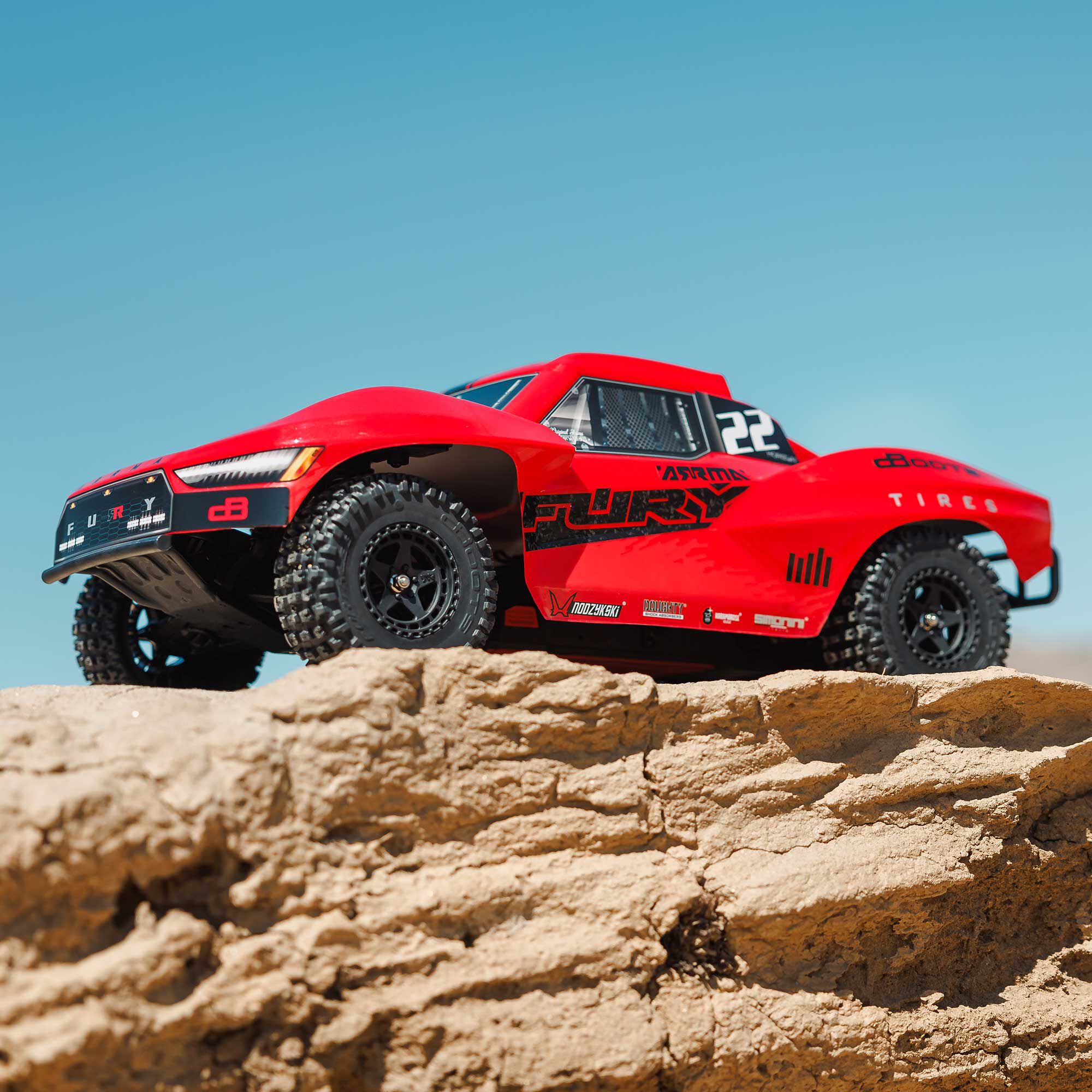 ARRMA 1/10 FURY 2WD RTR Brushed Short Course Truck (Battery & Charger Included), Red