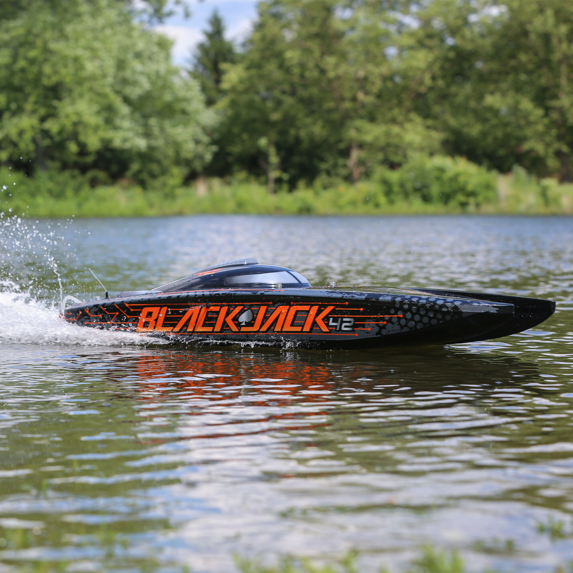 Pro Boat Blackjack 42" 8S Brushless Catamaran RTR, Black/Orange