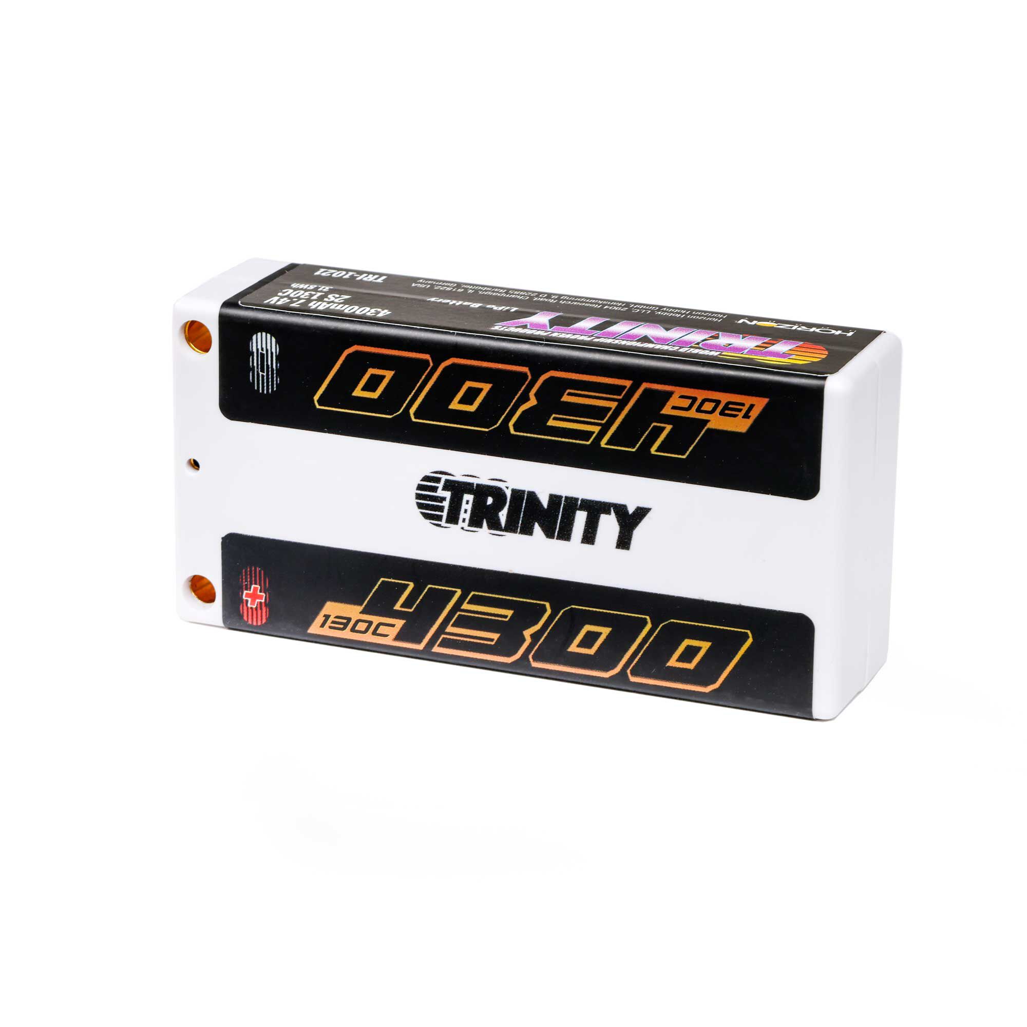 Trinity/Epic 7.4V 4300mAh 2S 130C Shorty LiPo Battery, 5mm Bullets