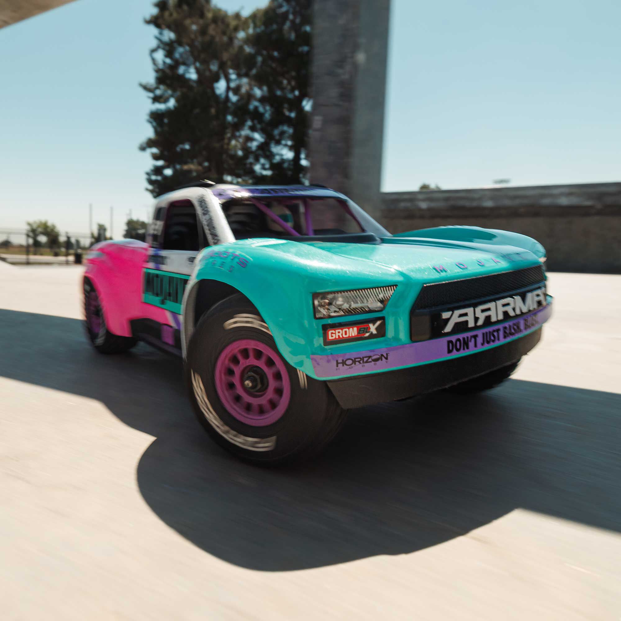 ARRMA 1/16 MOJAVE GROM 223S DSC 4X4 RTR Brushless Desert Truck, Teal (Battery & Charger Included)