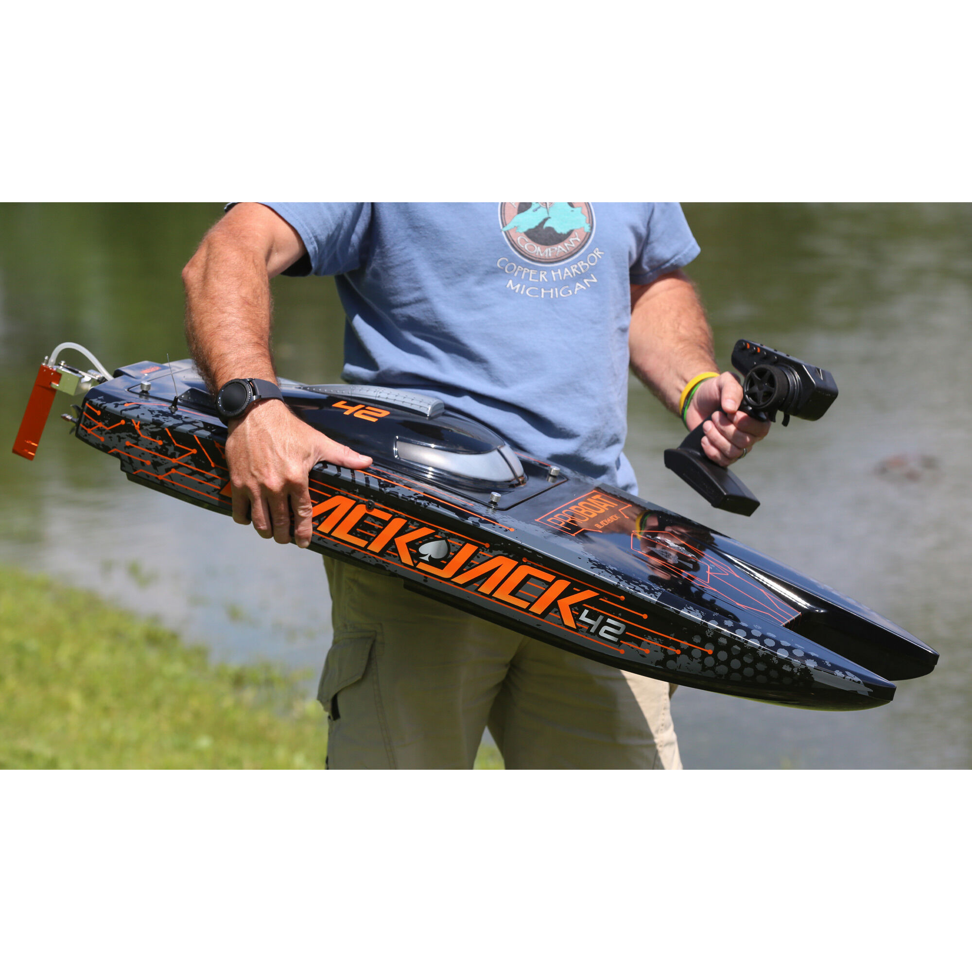 Pro Boat Blackjack 42" 8S Brushless Catamaran RTR, Black/Orange