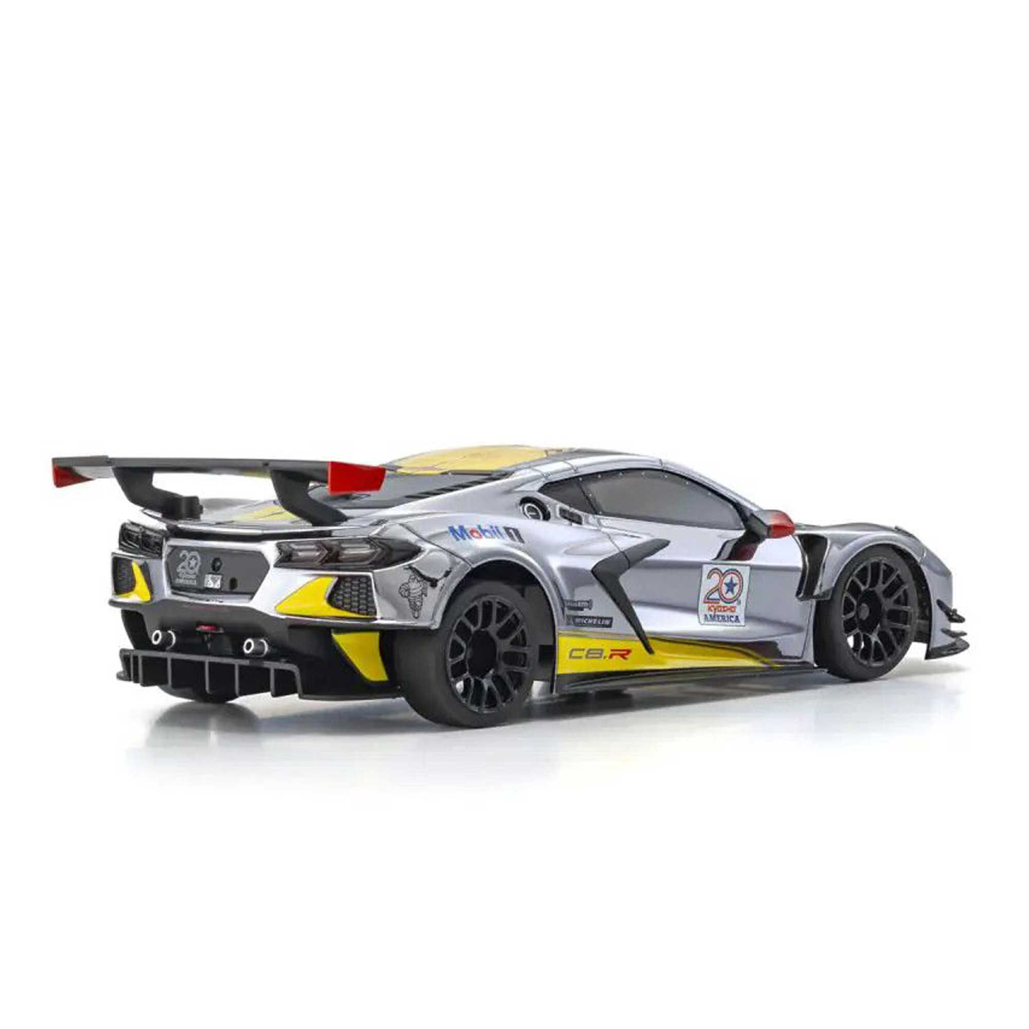 Kyosho 1/28 Chevrolet Corvette C8.R MR-04 MINI-Z RWD RTR, Chrome/ Yellow