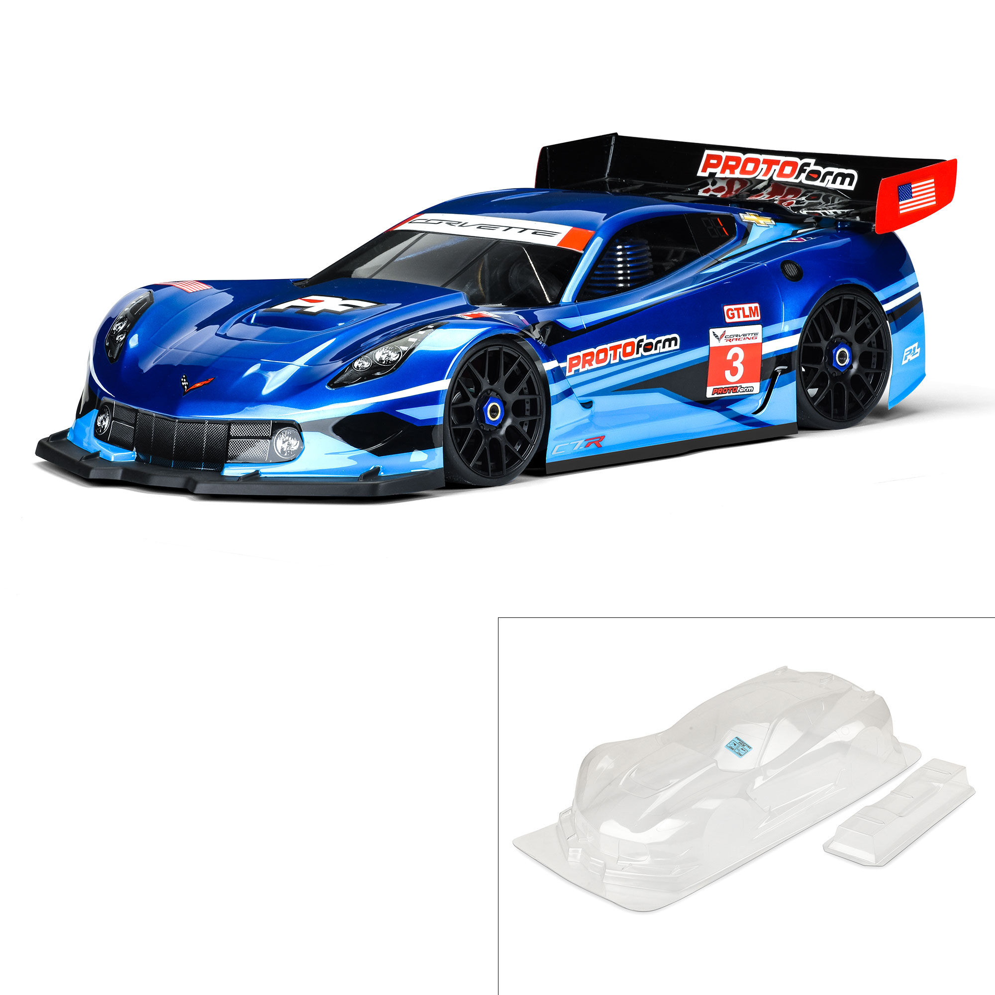 PROTOform 1/8 Chevrolet Corvette C7.R Clear Body: 1:8 GT (Short Wheelbase)