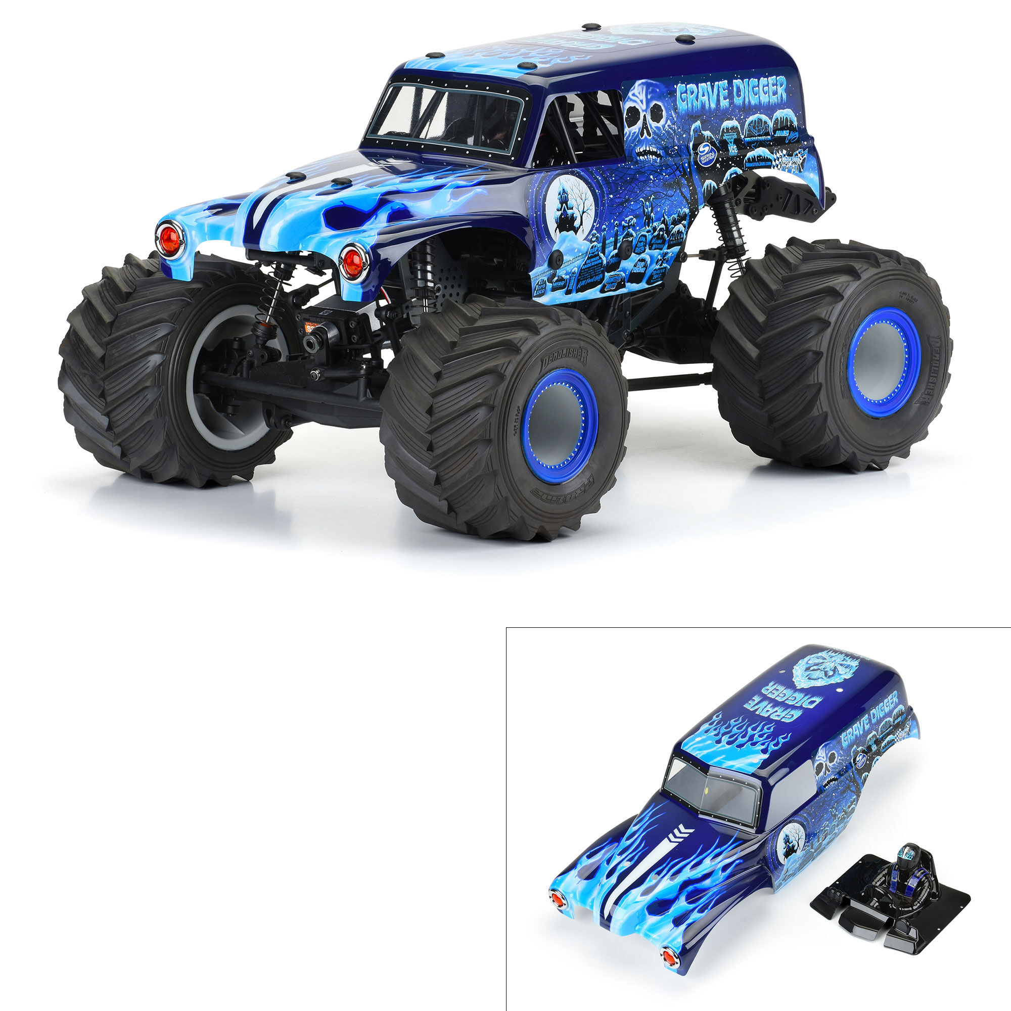 Pro-Line Racing 1/10 Grave Digger Ice (Blue) Painted Body Set: LMT