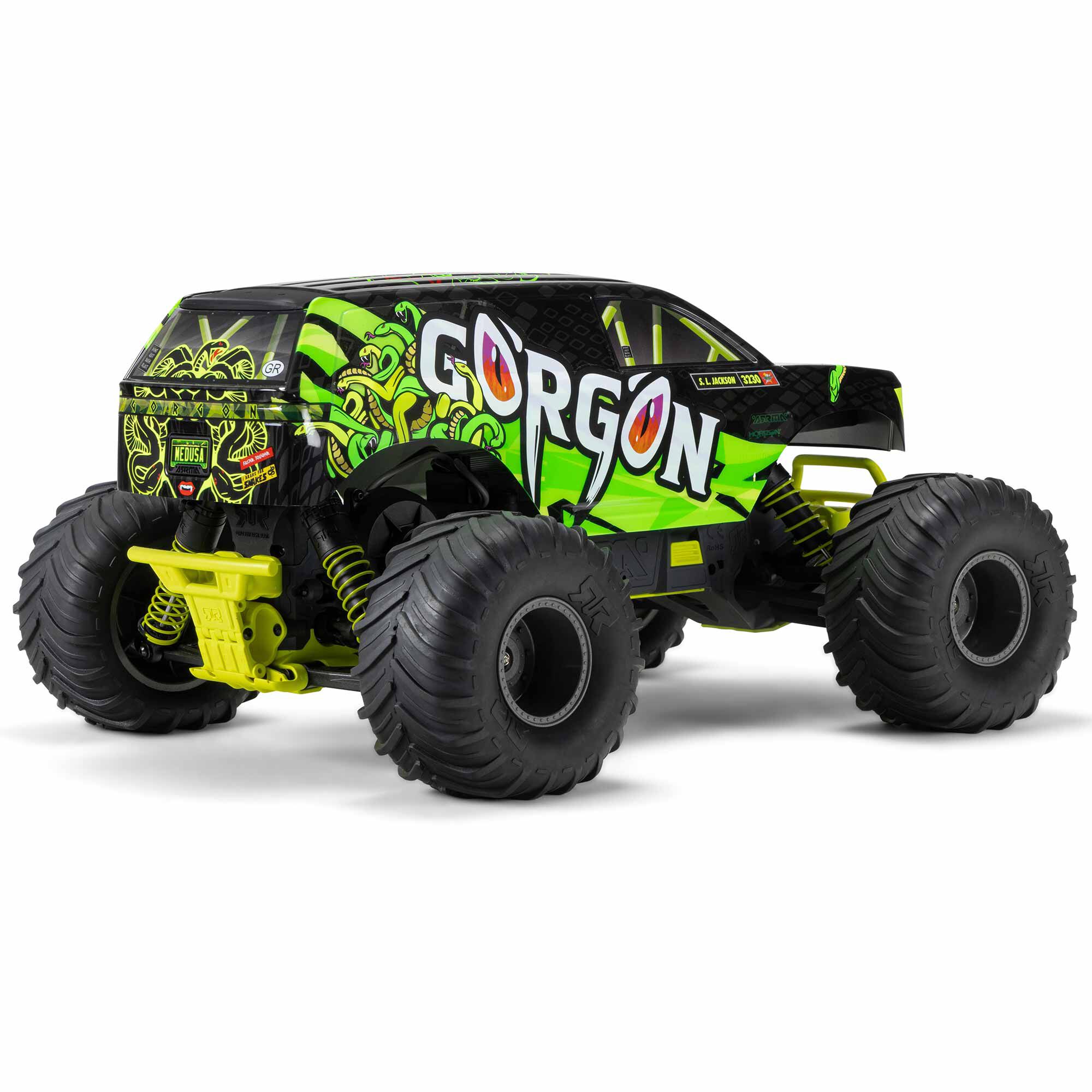 ARRMA 1/10 GORGON 2WD RTR Brushed Monster Truck (Battery & Charger Included), Yellow