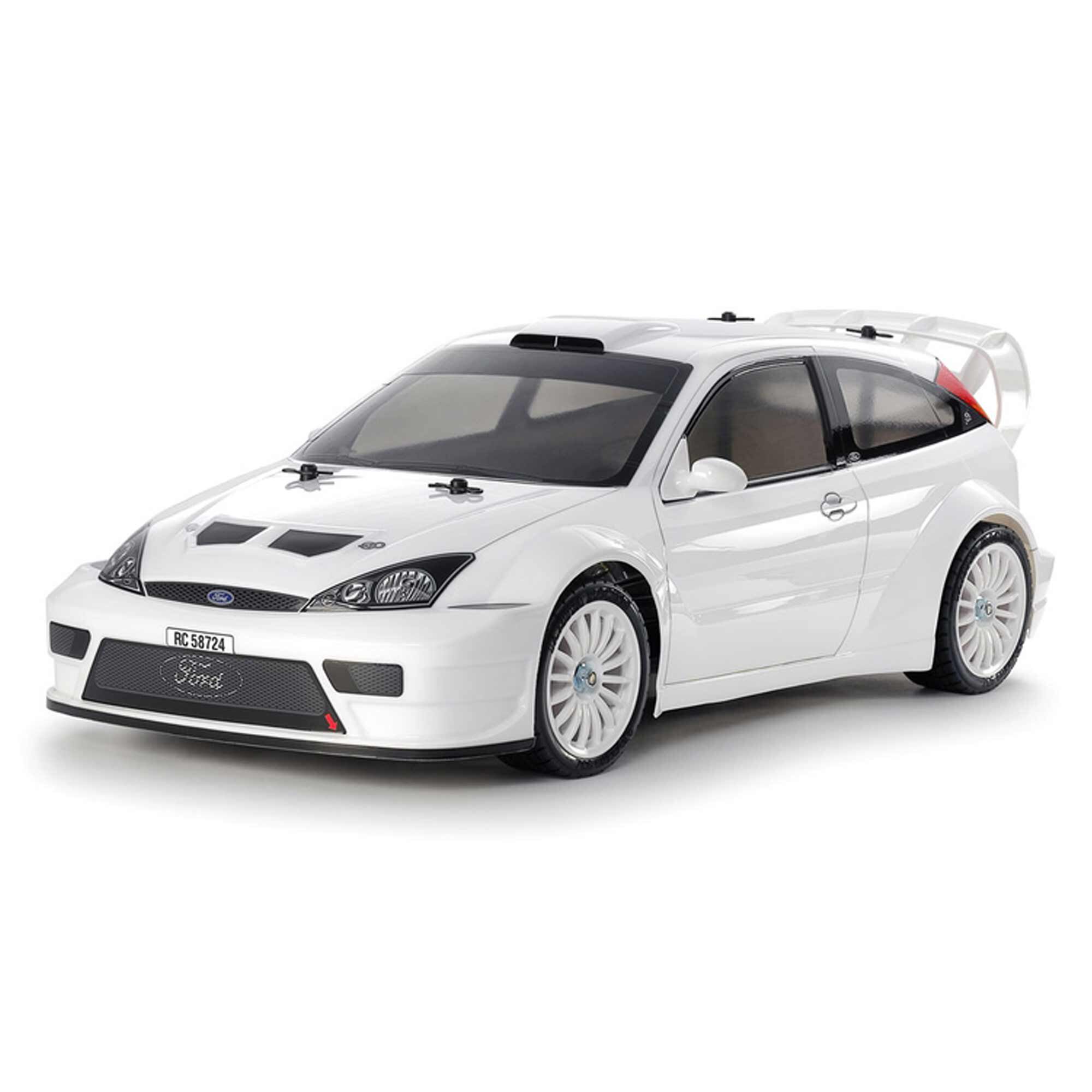 Tamiya 1/10 2003 Ford Focus RS Custom TT-02 Kit, White Painted Body