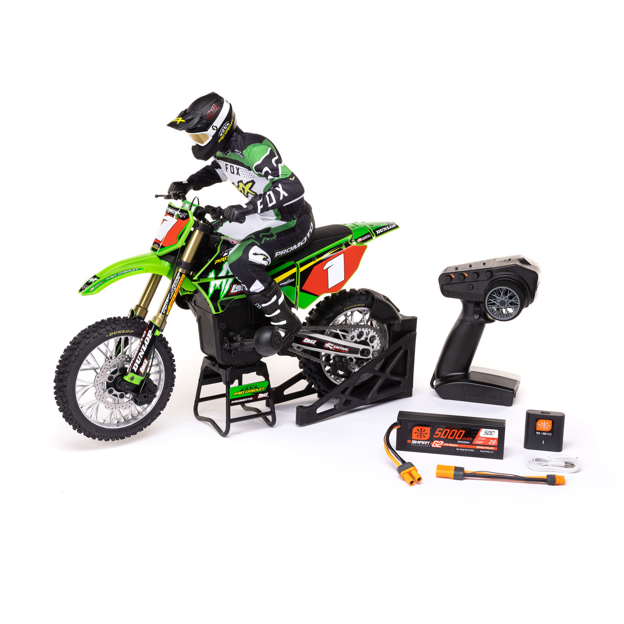 Losi 1/4 Promoto-MX Pro Circuit 2S RTR Brushless Motorcycle (Battery and Charger Included), Green