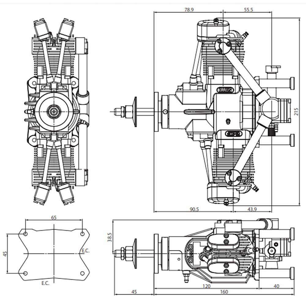 Saito Engines FG-41TS 41cc 4-Stroke Gas Twin-Cylinder Engine