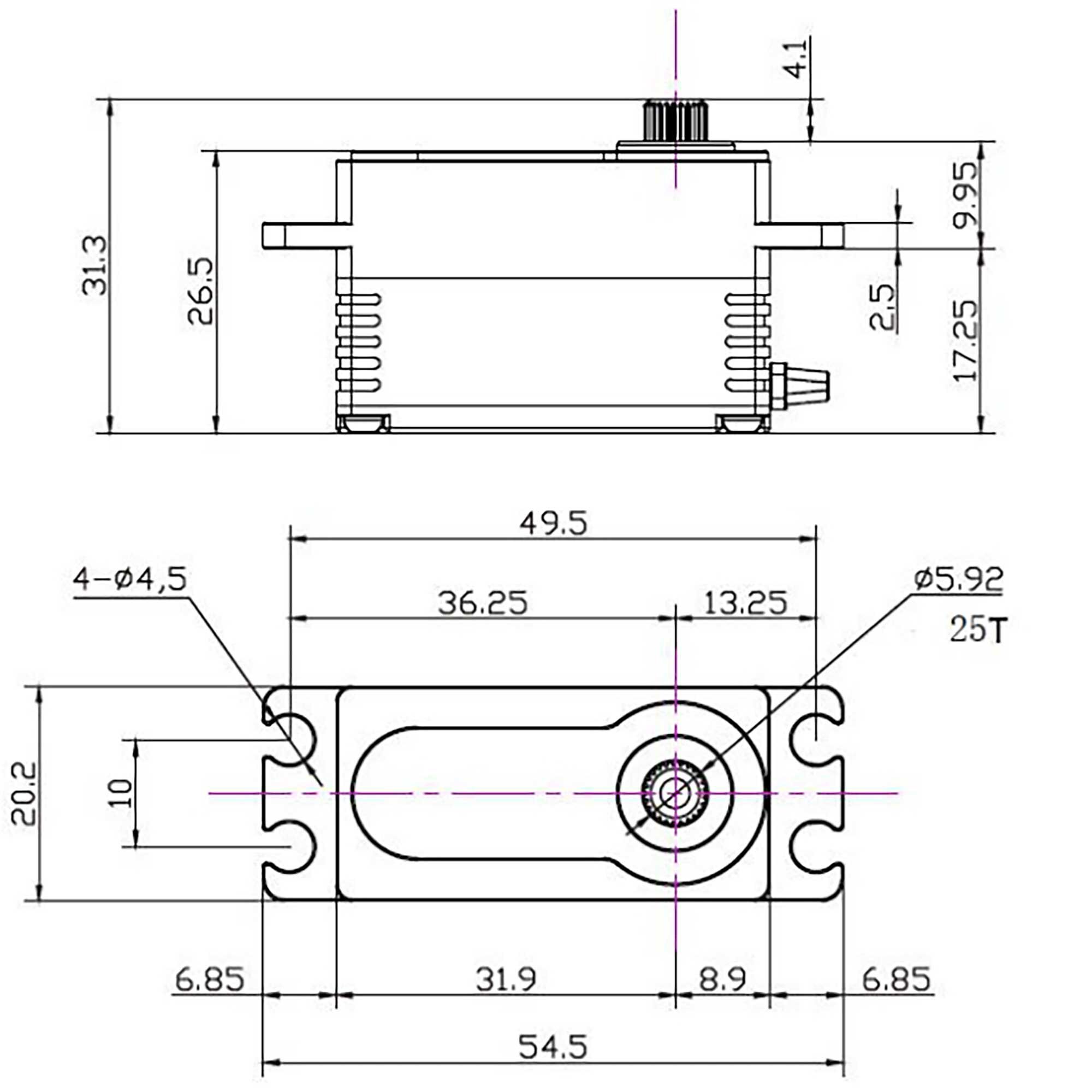 REEFS RC 299:LP Low Profile Digital Metal Gear Waterproof Programmable Servo, Purple