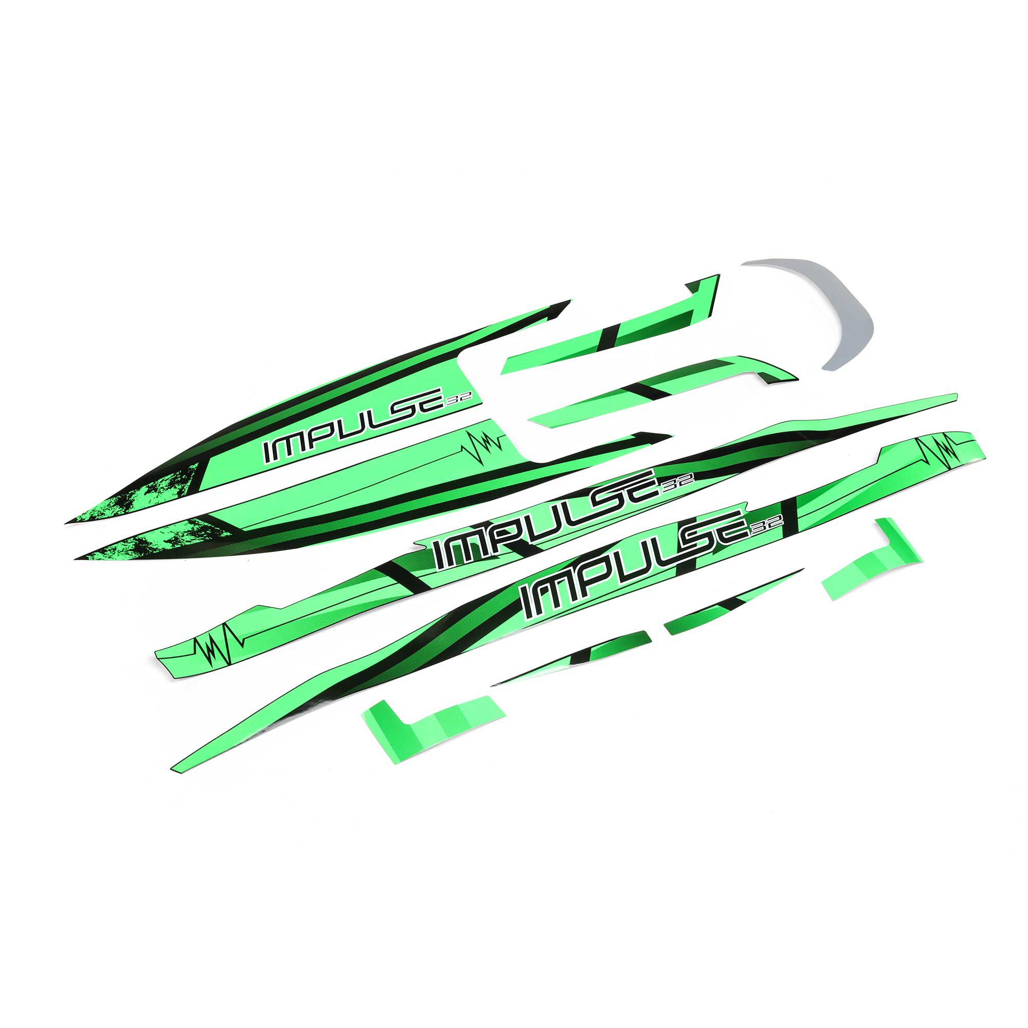 Pro Boat Decal Set Black/Green: Impulse 32