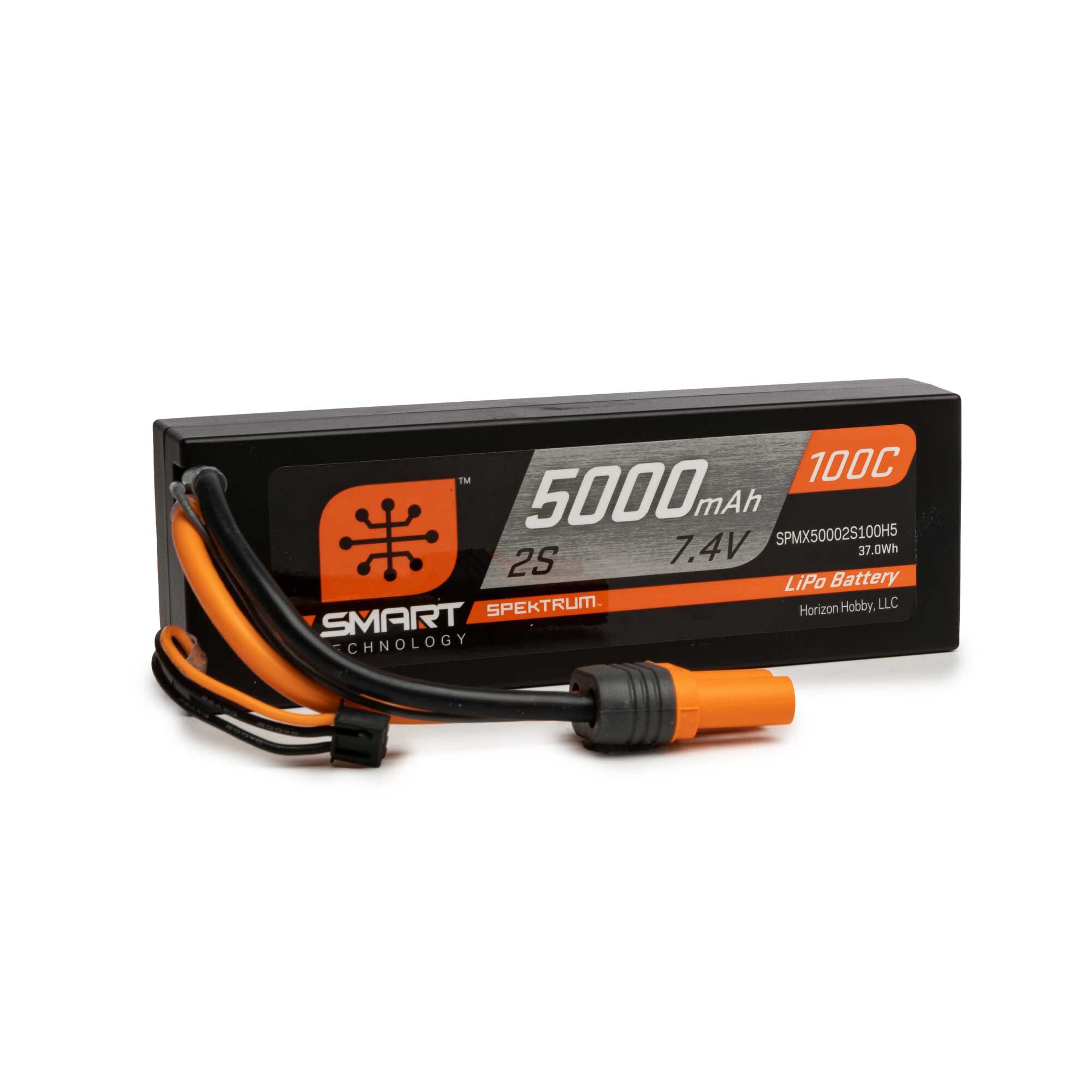Spektrum Accessories 7.4V 5000mAh 2S 100C Smart Hardcase LiPo Battery: IC5