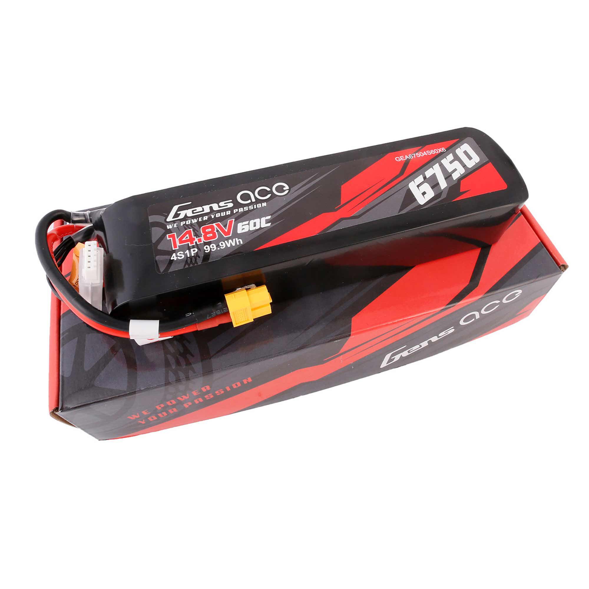 Gens ace 14.8V 6750mAh 4S 60C LiPo Battery: XT60