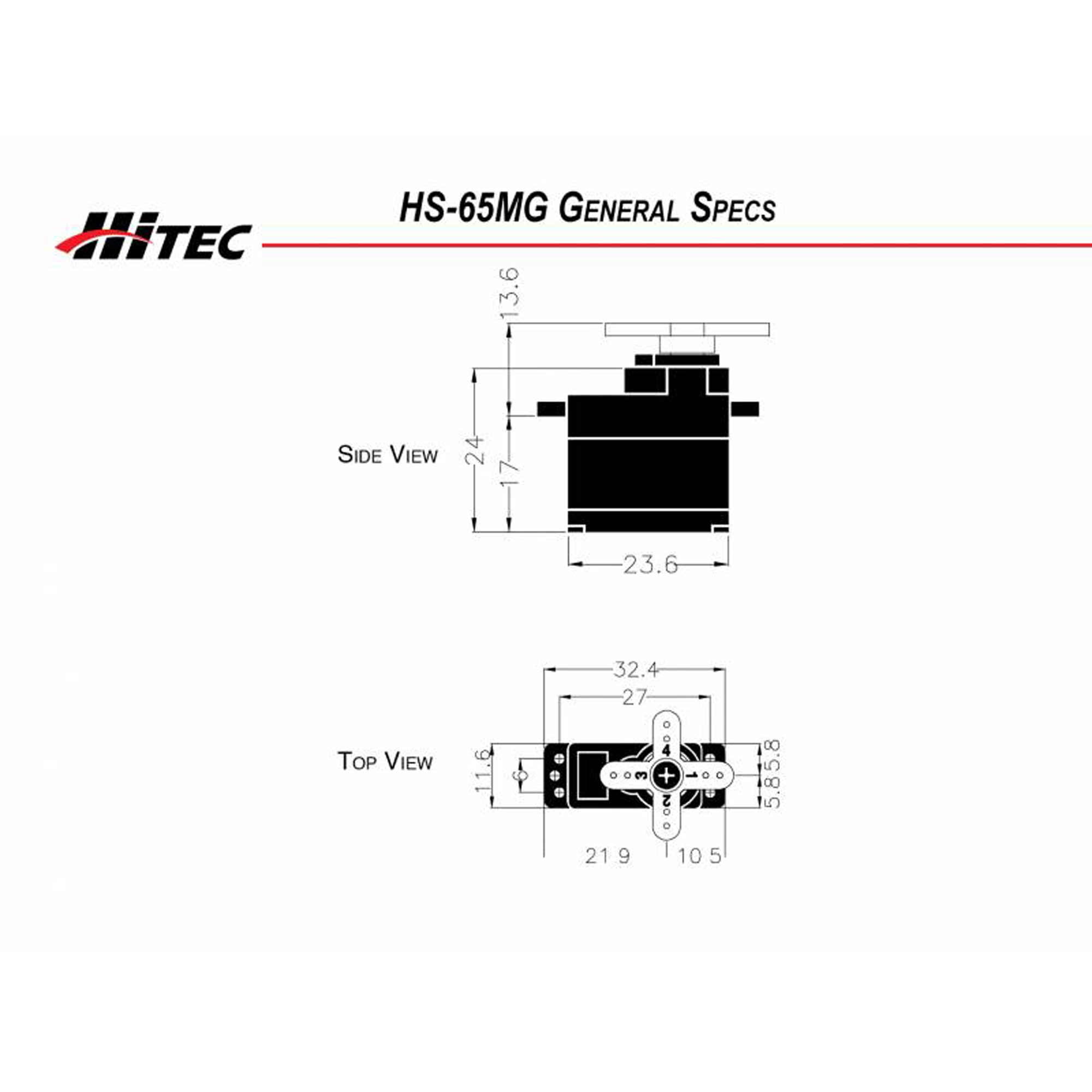Hitec RCD Inc. HS-65MG Sub-Micro Analog Metal Gear Servo