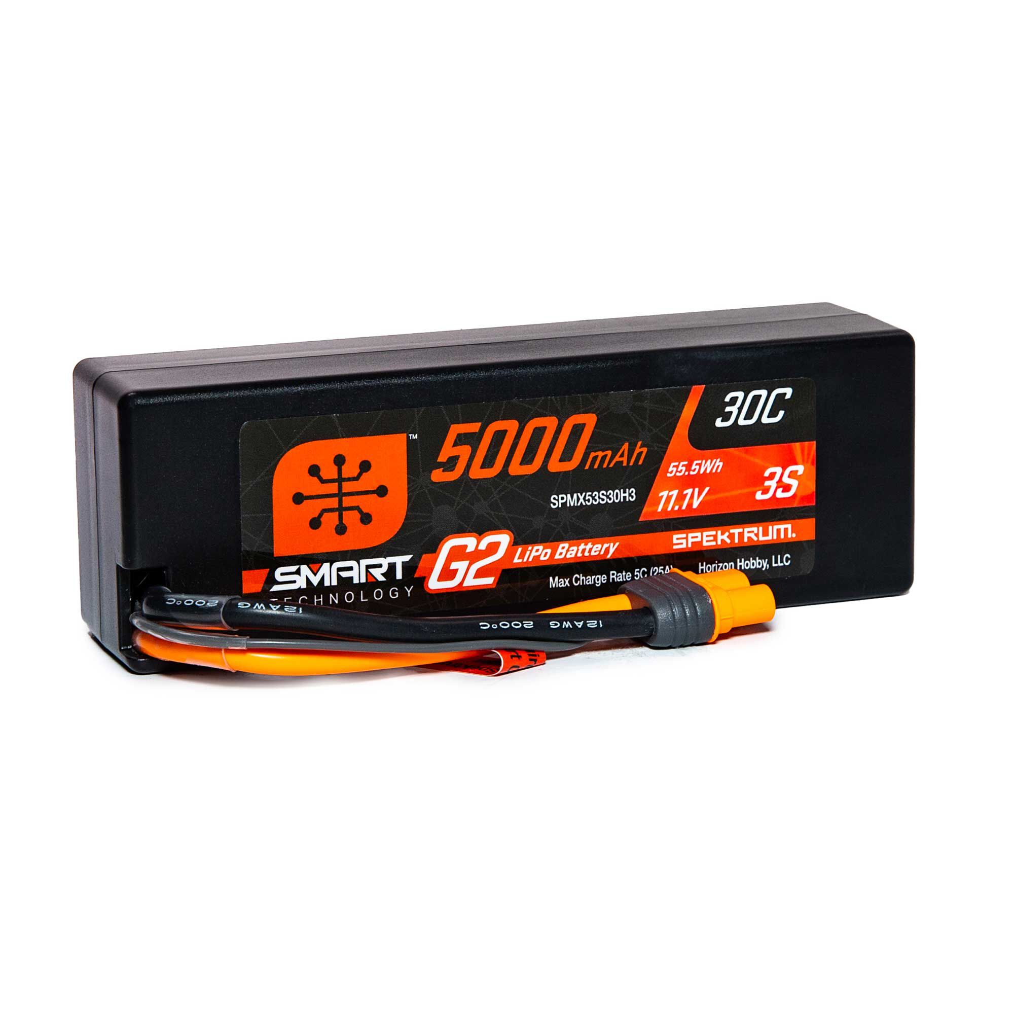 Spektrum Accessories 11.1V 5000mAh 3S 30C Smart G2 Hardcase LiPo Battery: IC3
