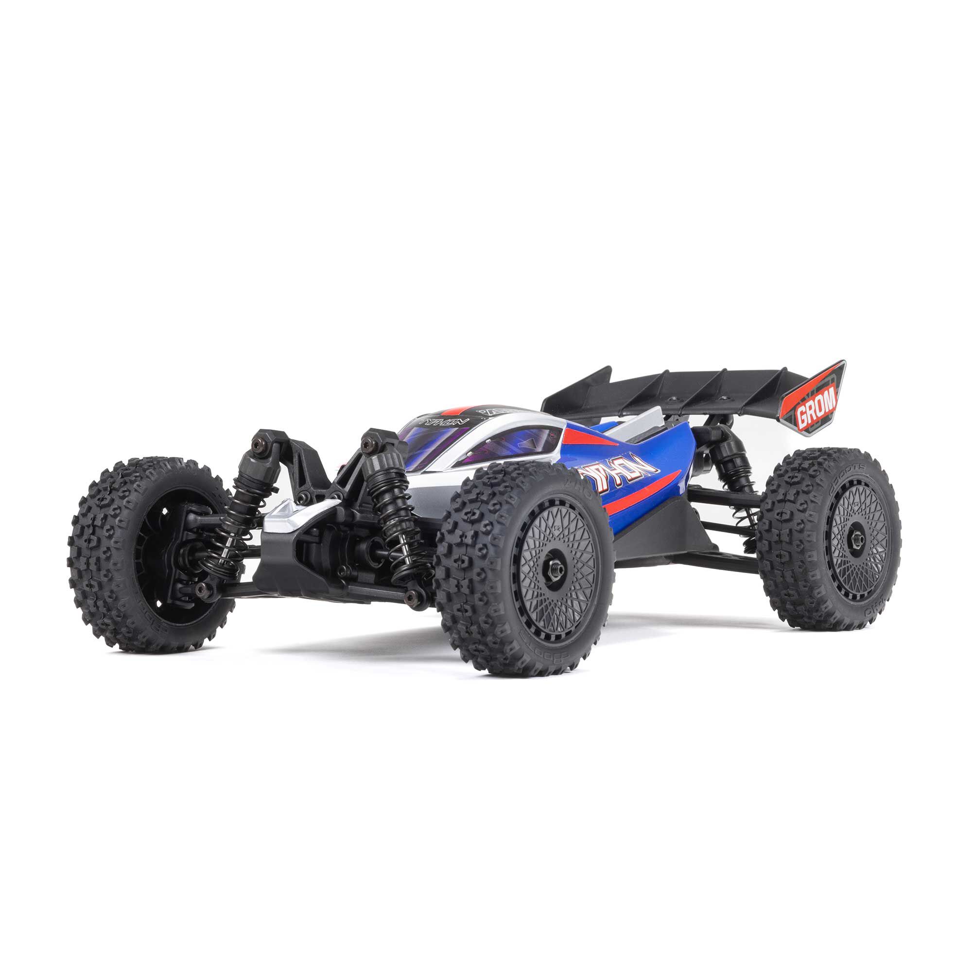 ARRMA 1/14 TYPHON GROM 4X4 RTR Brushed Buggy (Battery & Charger Included), Blue/Silver