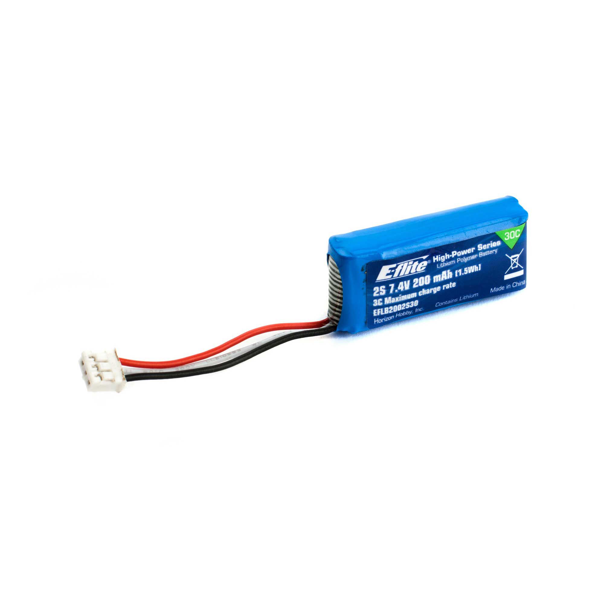 E-flite 7.4V 200mAh 2S 30C LiPo Battery: PH