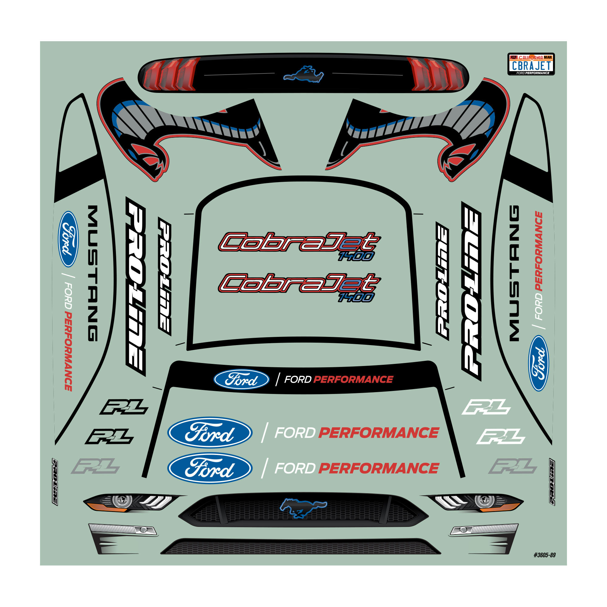 Pro-Line Racing 1/16 2021 Ford Mustang Cobra Jet Clear Body: Losi Mini Drag Car