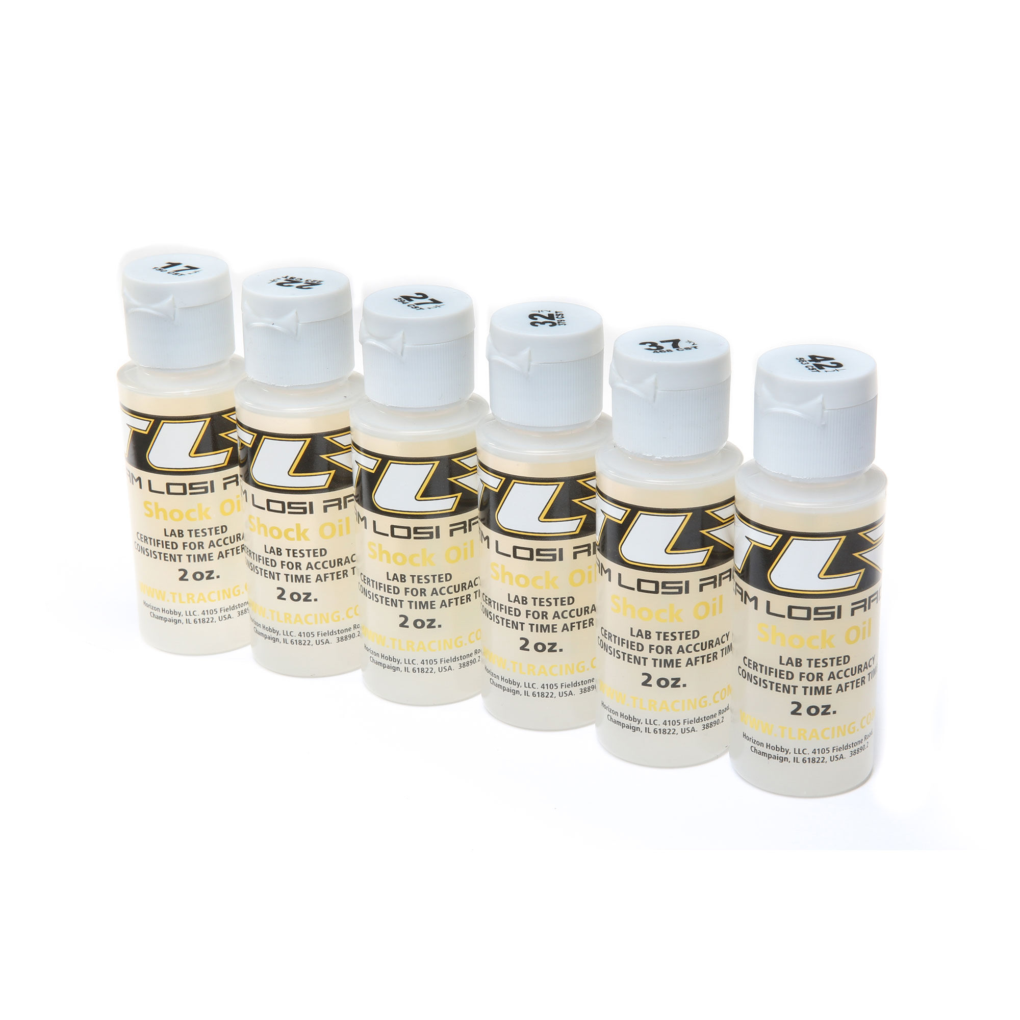 Team Losi Racing Shock Oil, 6Pk, 17.5, 22.5, 27.5, 32.5, 37.5, 42.5 2oz