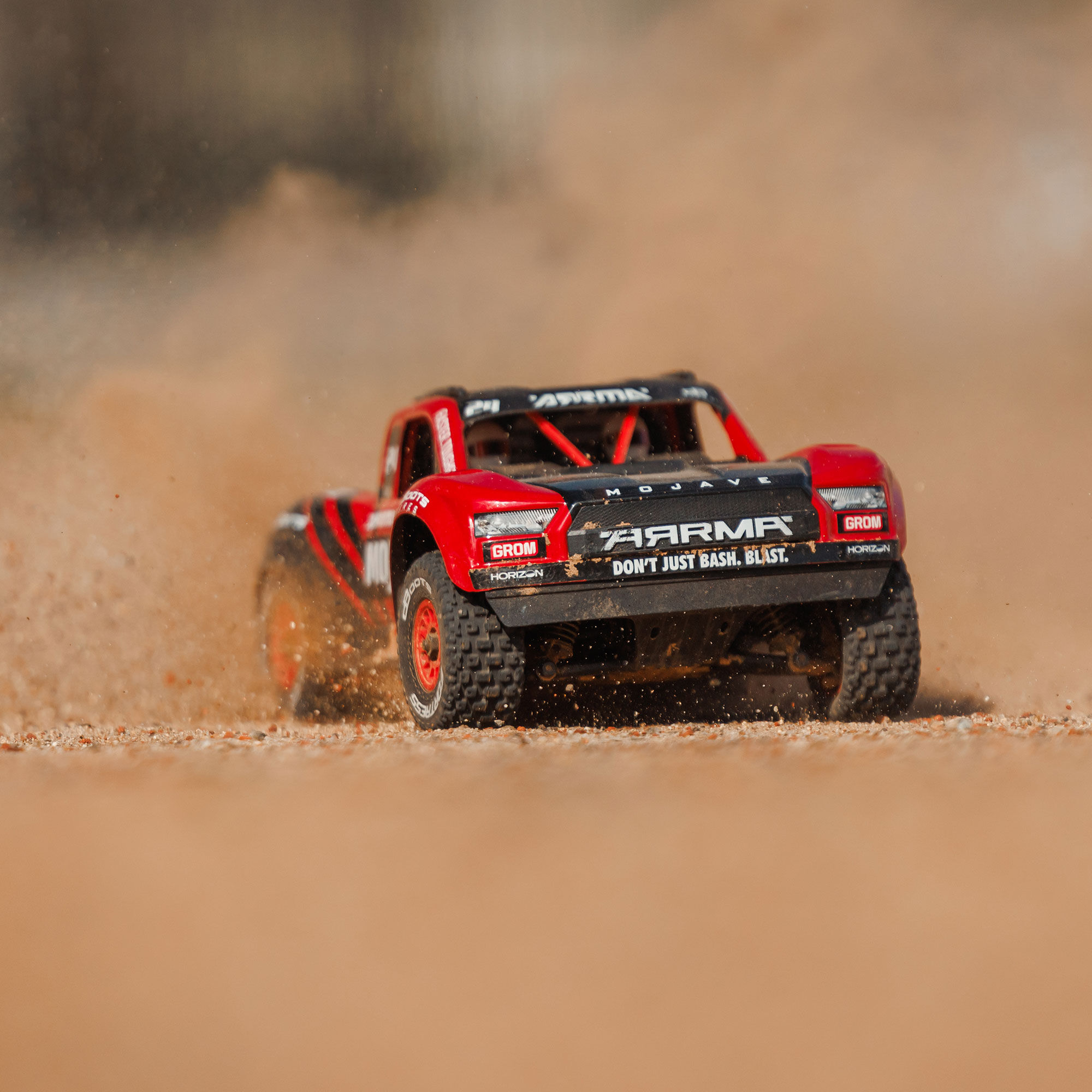 ARRMA 1/16 MOJAVE GROM 4X4 RTR Brushed Desert Truck (Battery & Charger Included), Red/Black