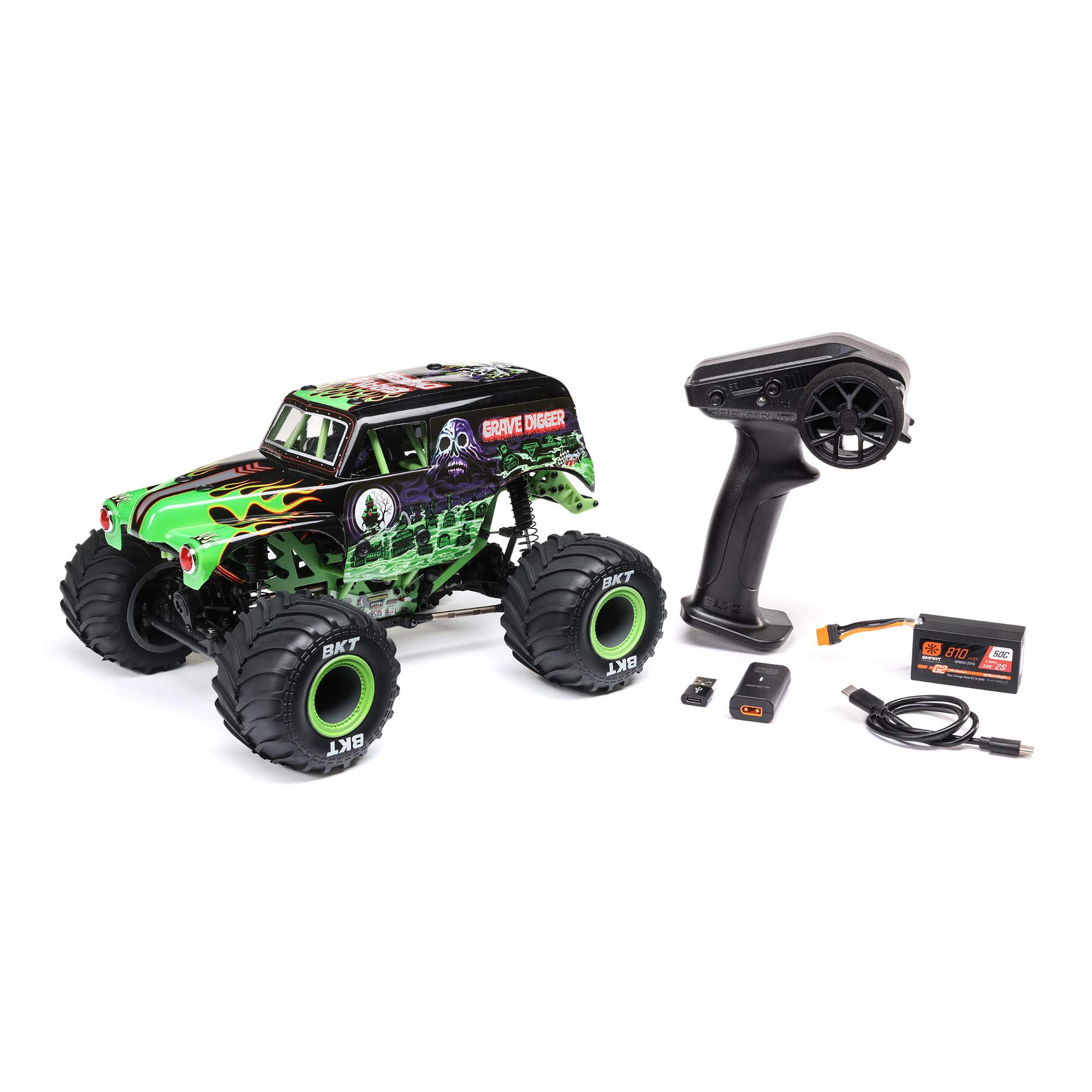 Losi 1/18 Mini LMT Grave Digger 2S 4X4 RTR Brushed Monster Truck (Battery & Charger Included), Green