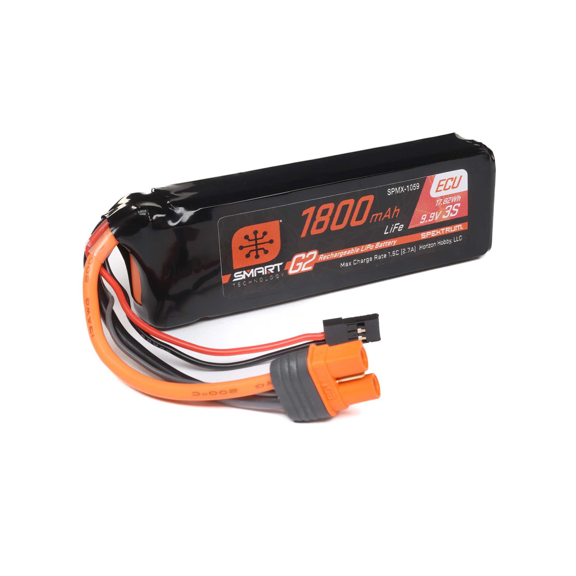 Spektrum Accessories 9.9V 1800mAh 3S 10C Smart G2 ECU LiFe Battery: IC3