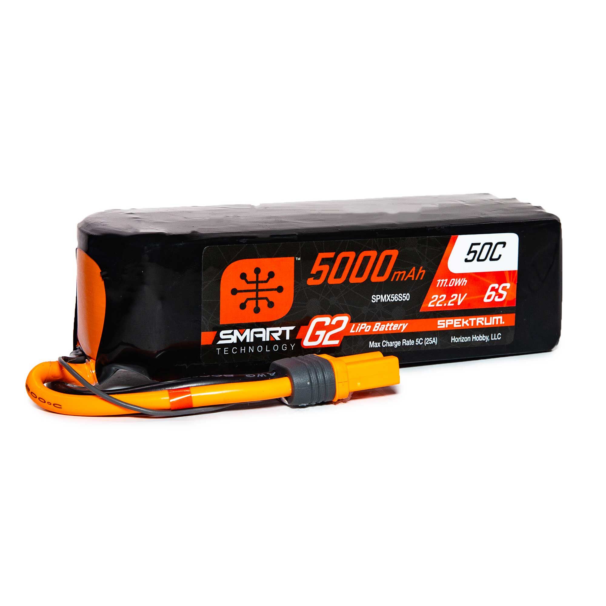 Spektrum Accessories 22.2V 5000mAh 6S 50C Smart G2 LiPo Battery: IC5