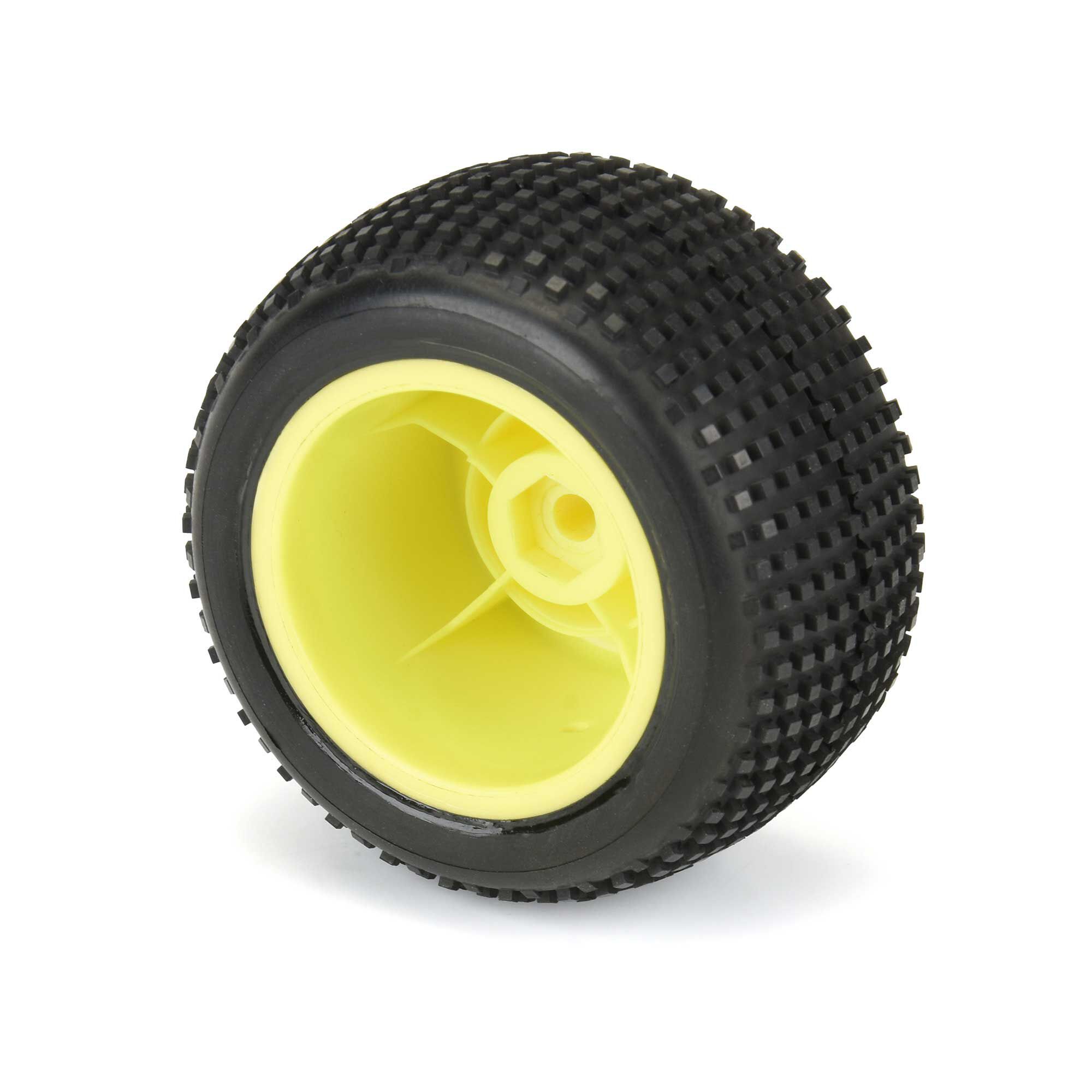 Pro-Line Racing 1/18 Hole Shot Front/Rear Mini-T Tires Mounted 8mm Yellow Wheels (2)