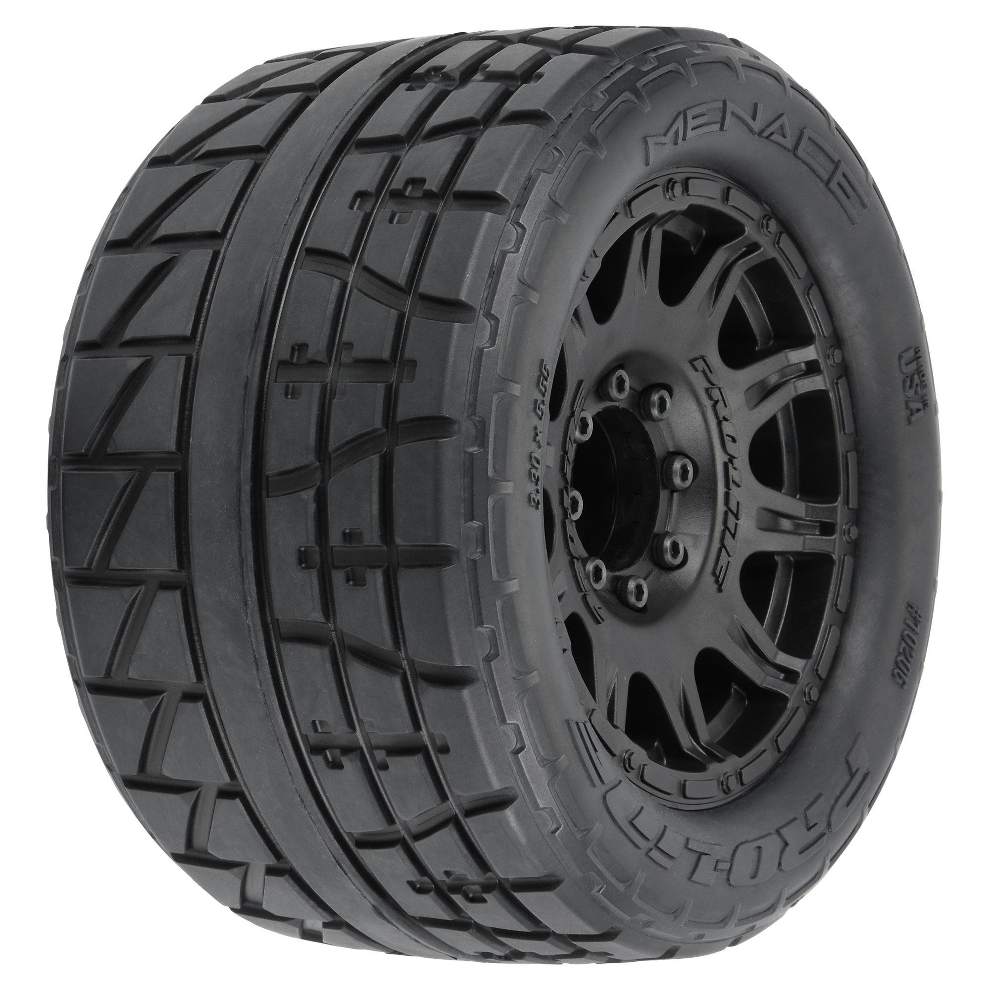 Pro-Line Racing 1/8 Menace HP BELTED F/R 3.8" MT Tires Mounted 17mm Black Raid (2)