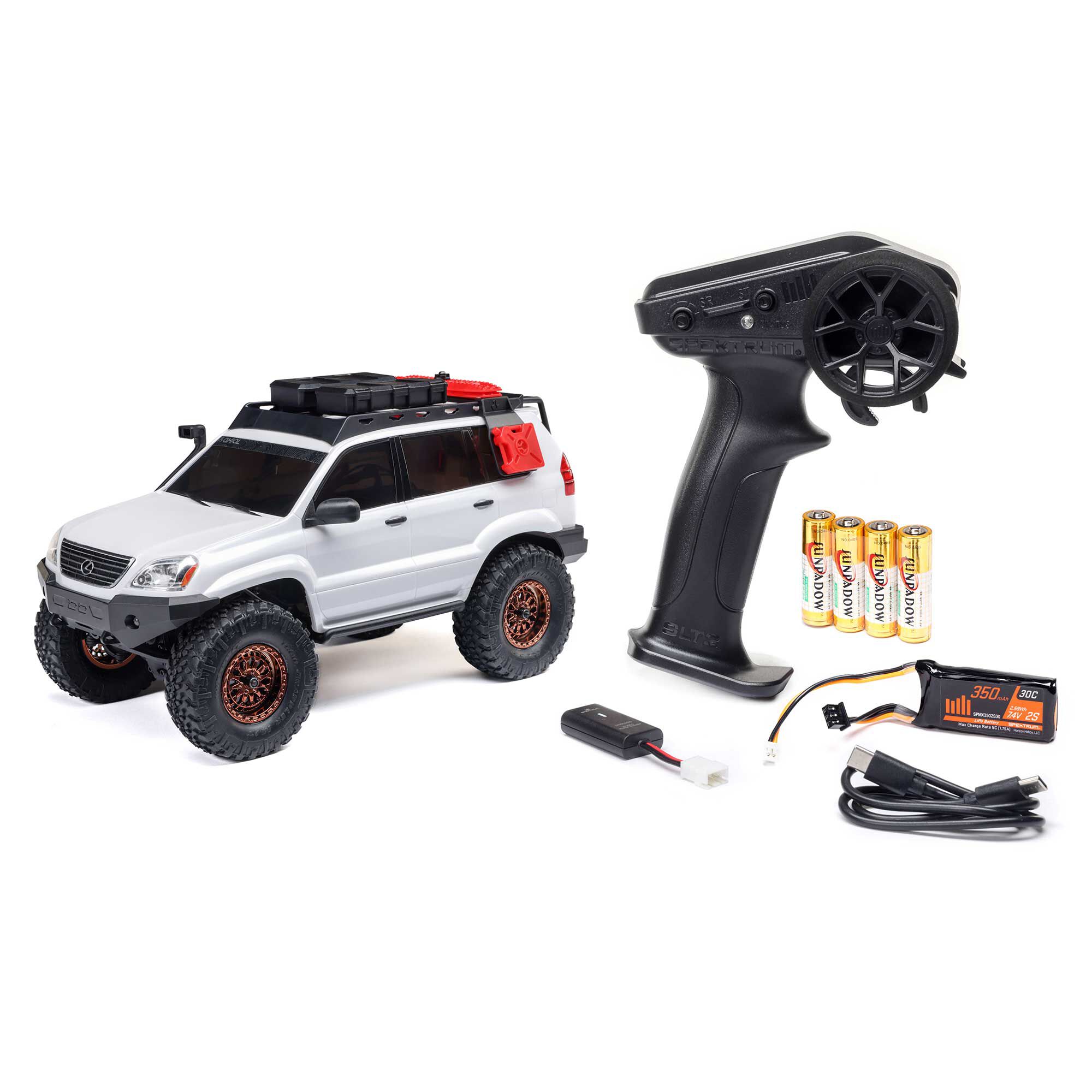 Axial 1/24 SCX24 Lexus GX 470 4X4 RTR Brushed Rock Crawler (Battery & Charger Included), White