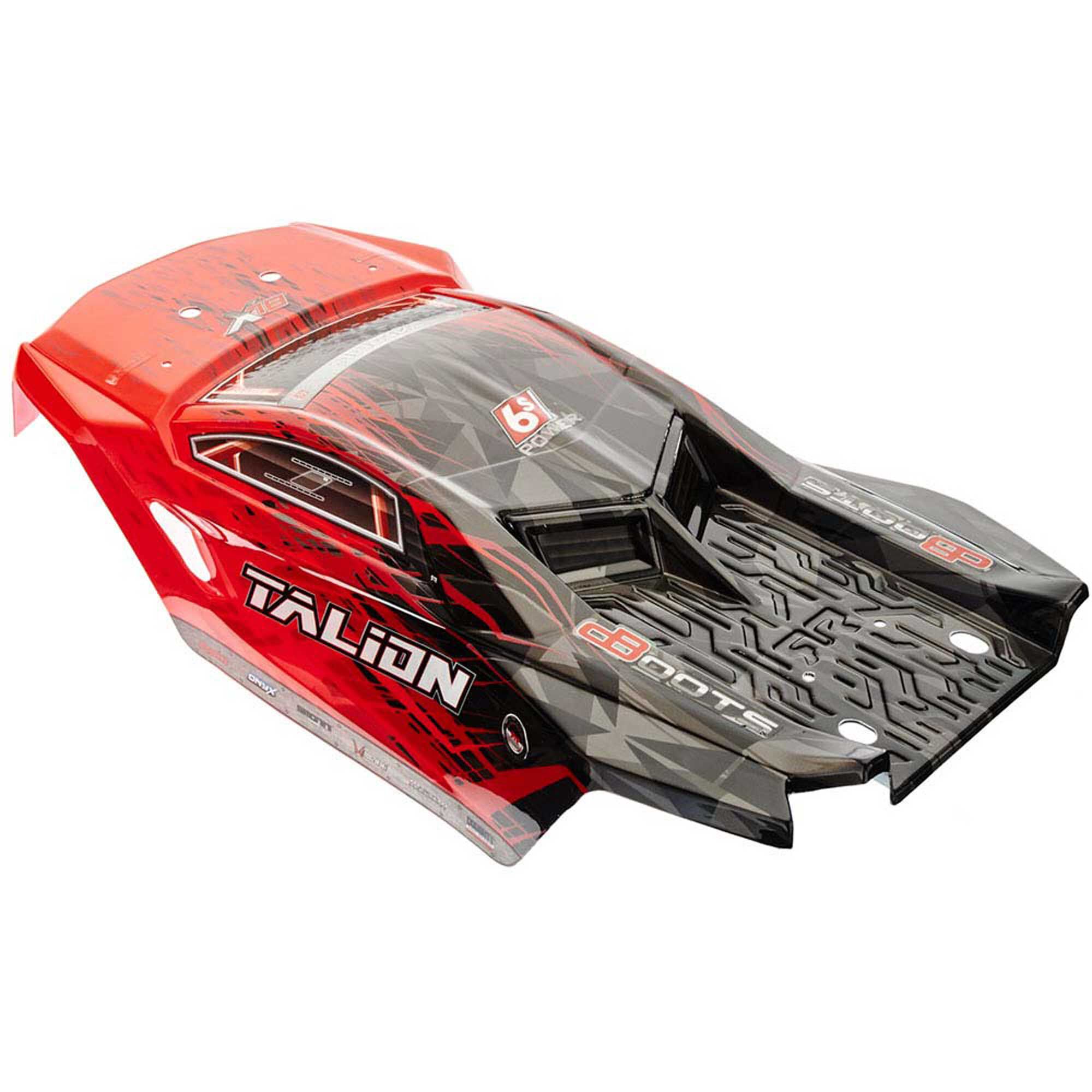 ARRMA 1/8 Painted Body with Decals, Red/Black: Talion 6S BLX