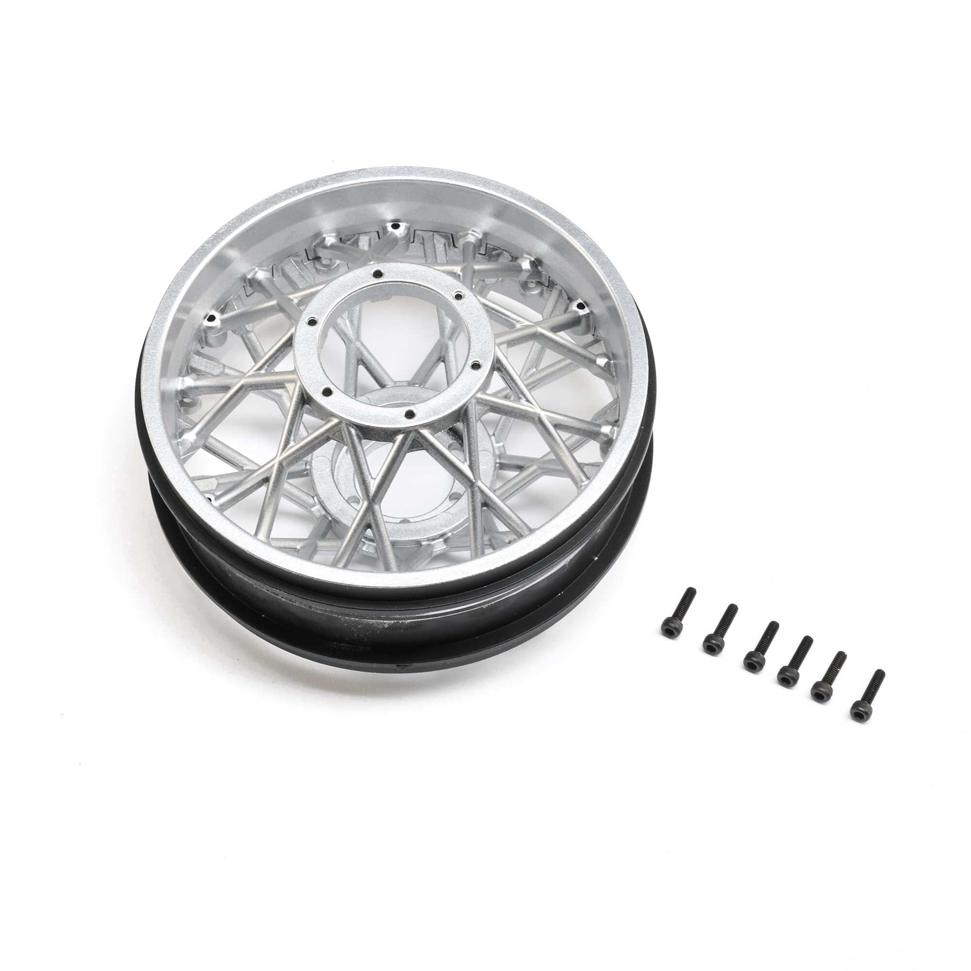 Losi Rear Wheel Set, Satin Chrome: PM-SM