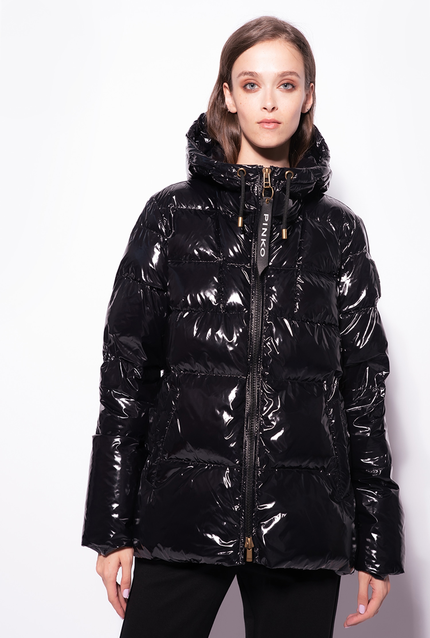 Crystal nylon pea jacket