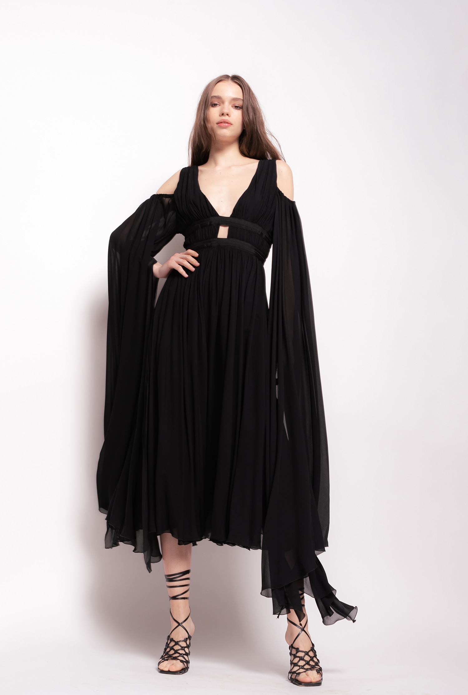 Off-the-shoulder midi dress