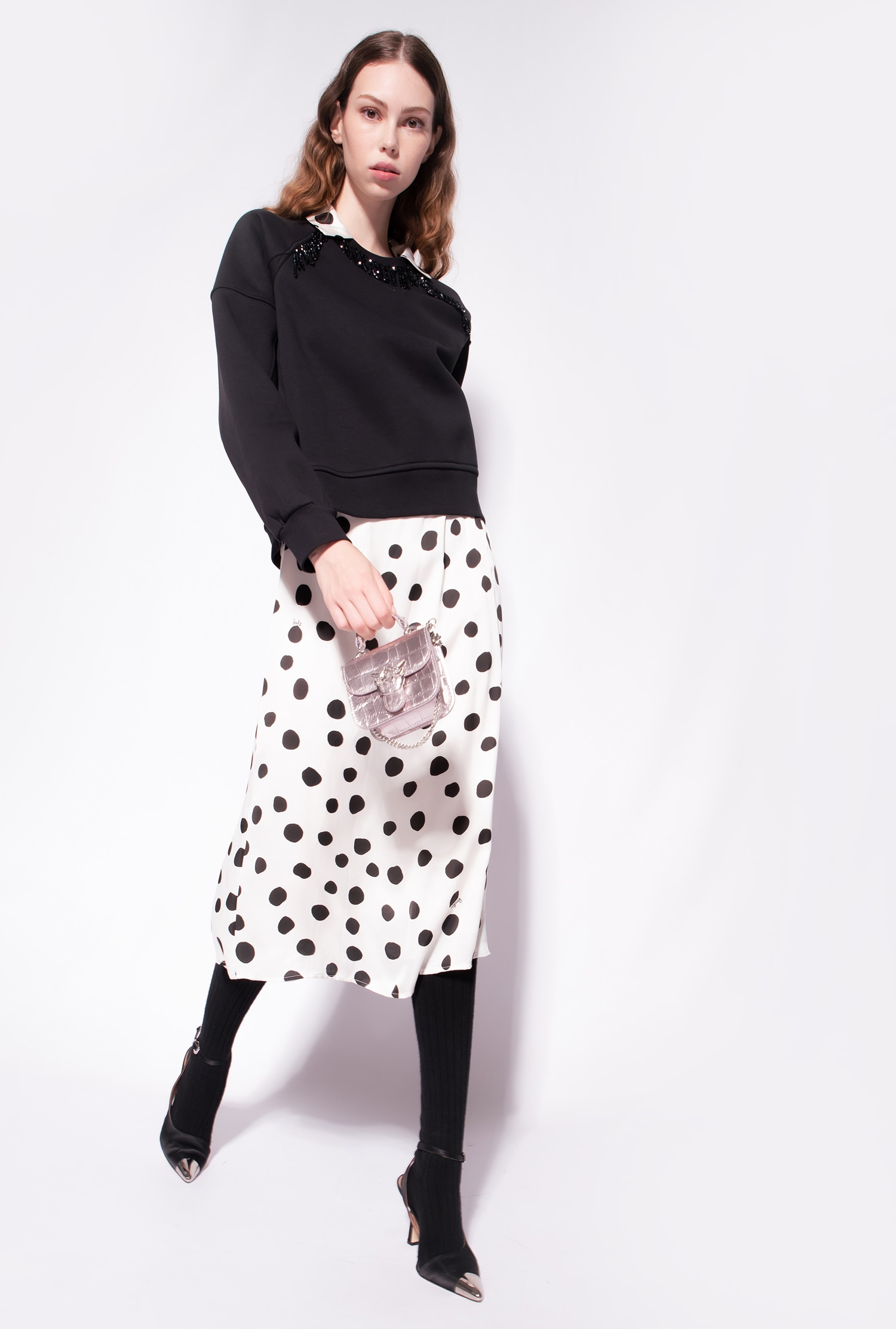 Sweatshirt with shiny fringing