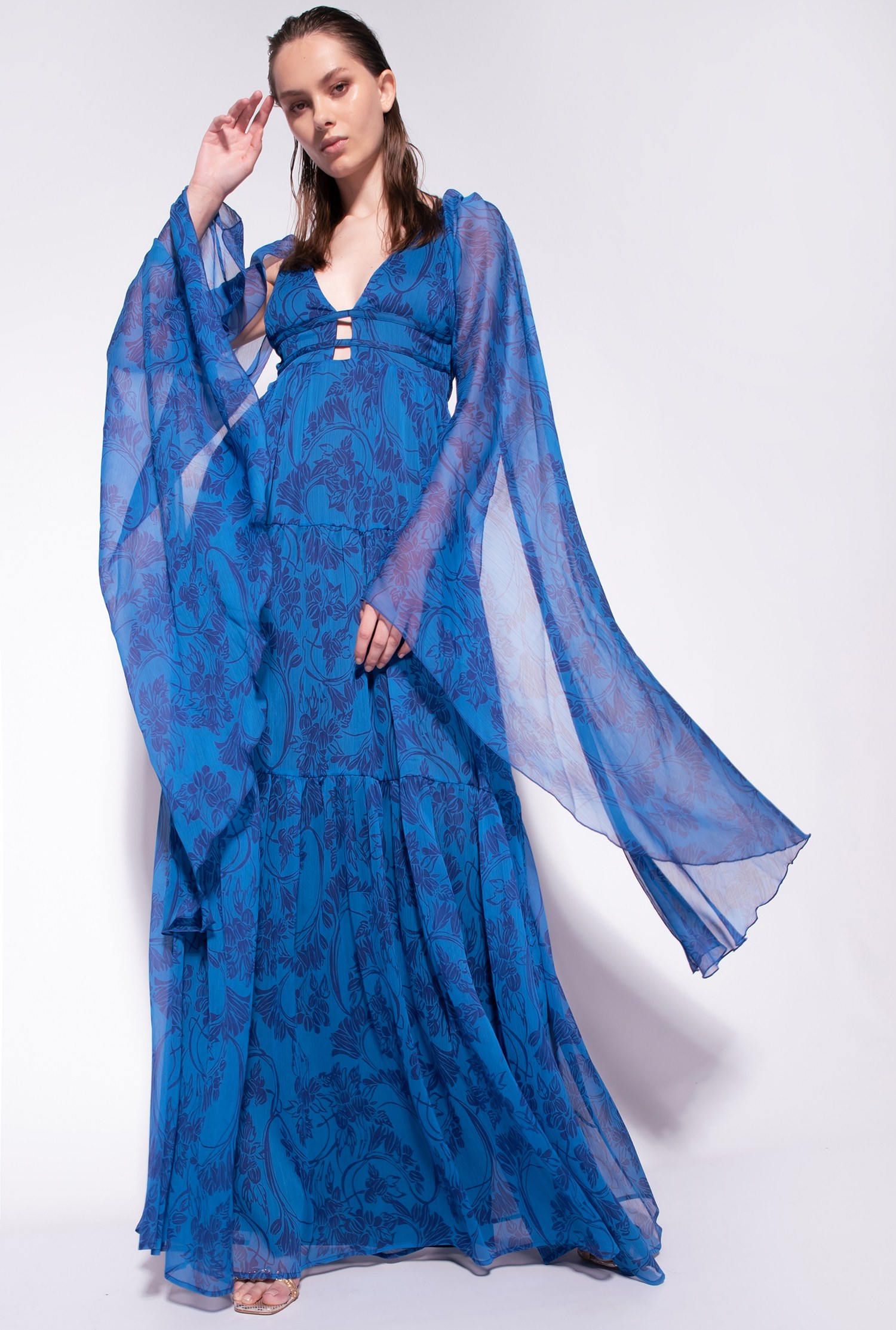 Long dress with ramage floral print