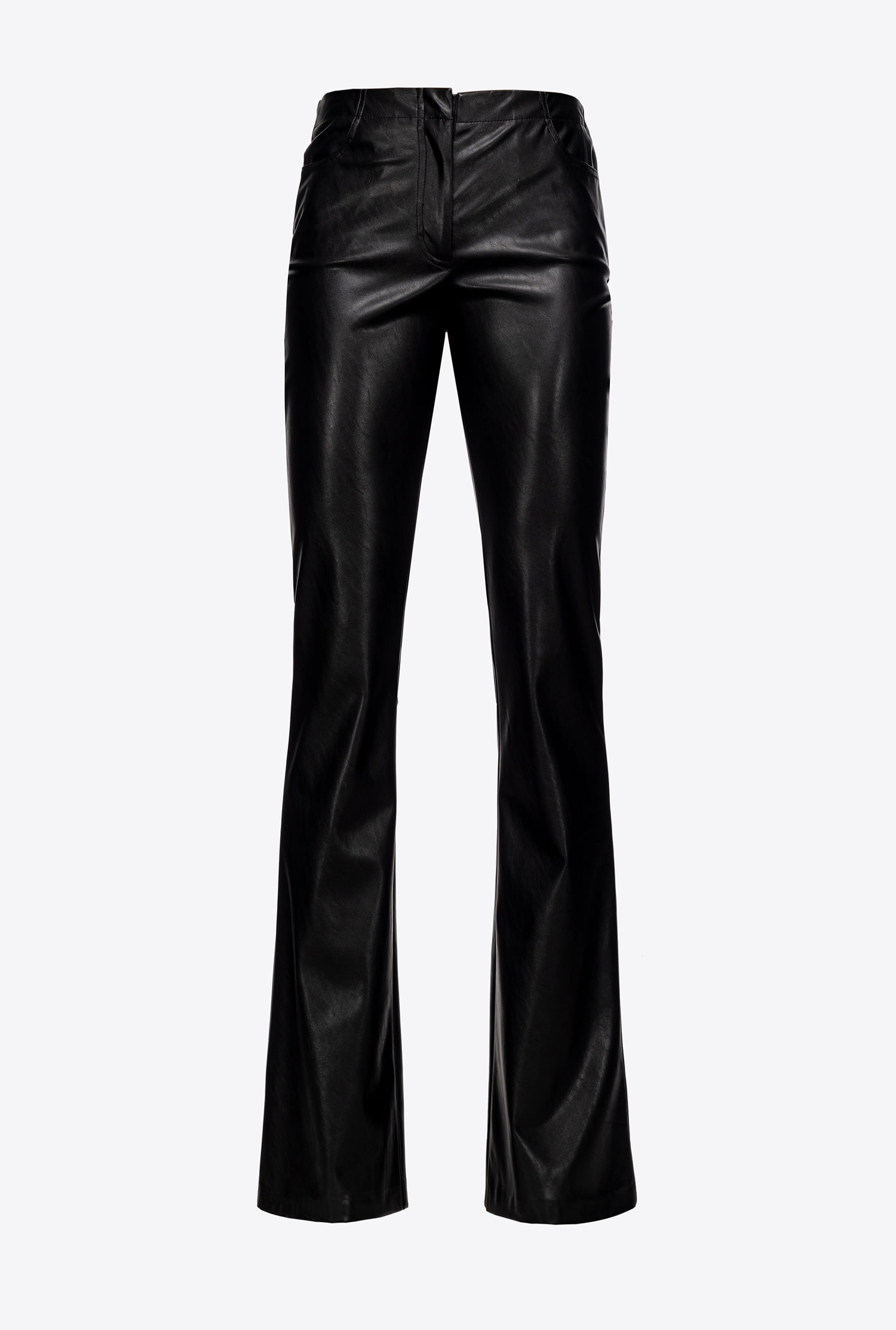 Leather-effect flared trousers