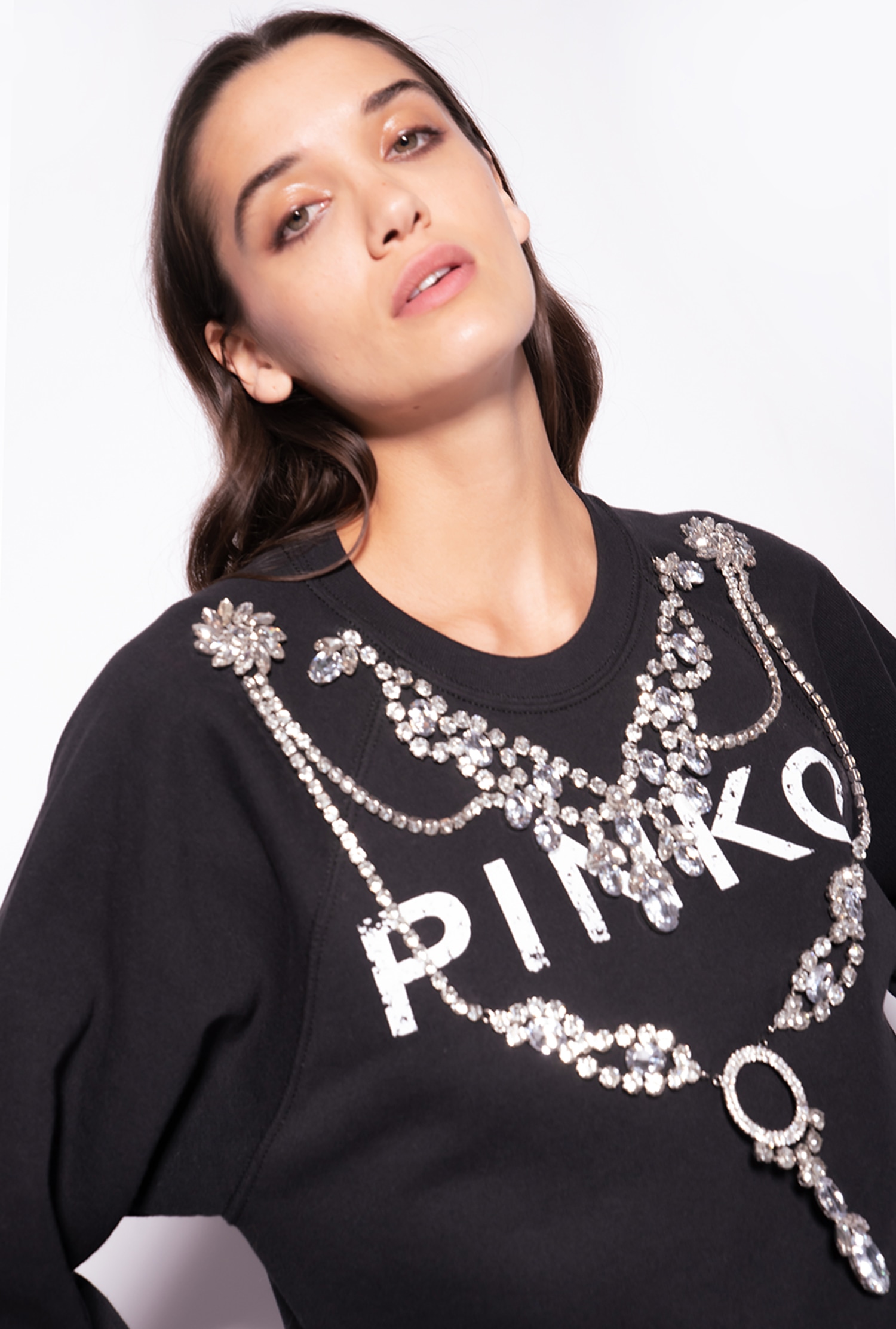 Sweatshirt with bejewelled embellishment