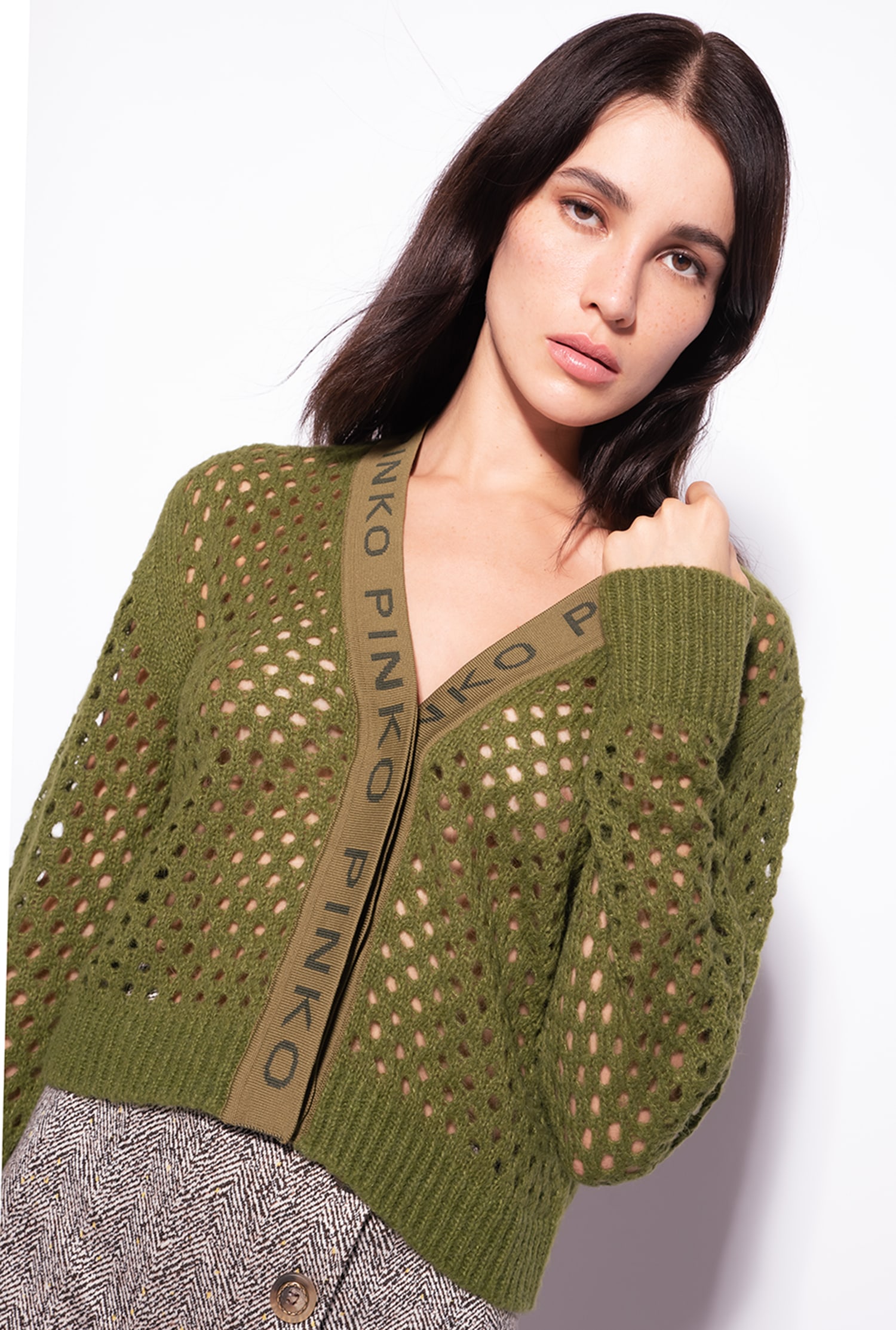 Mesh-knit cardigan