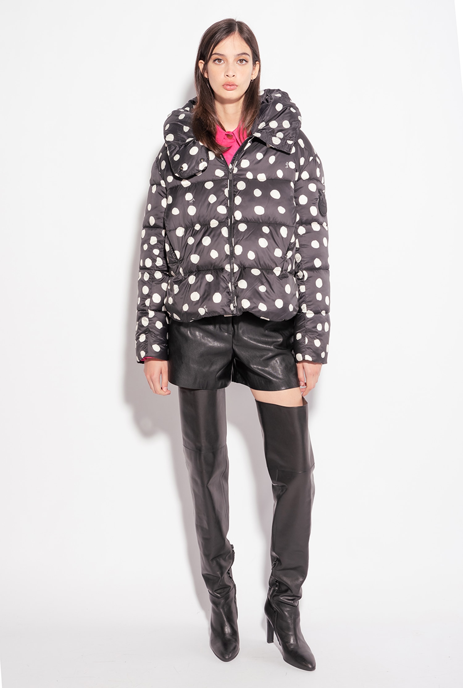 Polka-dot down jacket