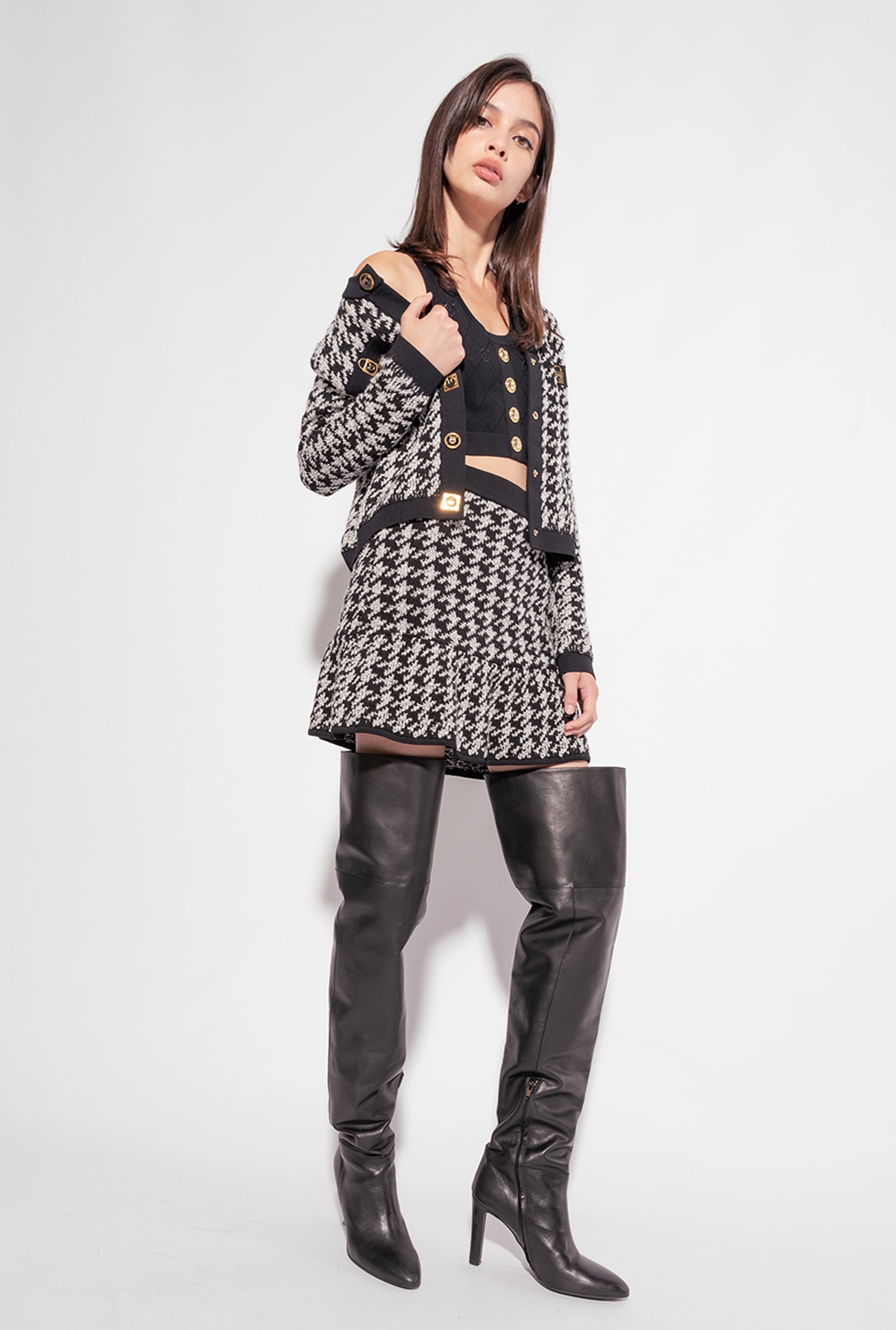 Houndstooth mini skirt