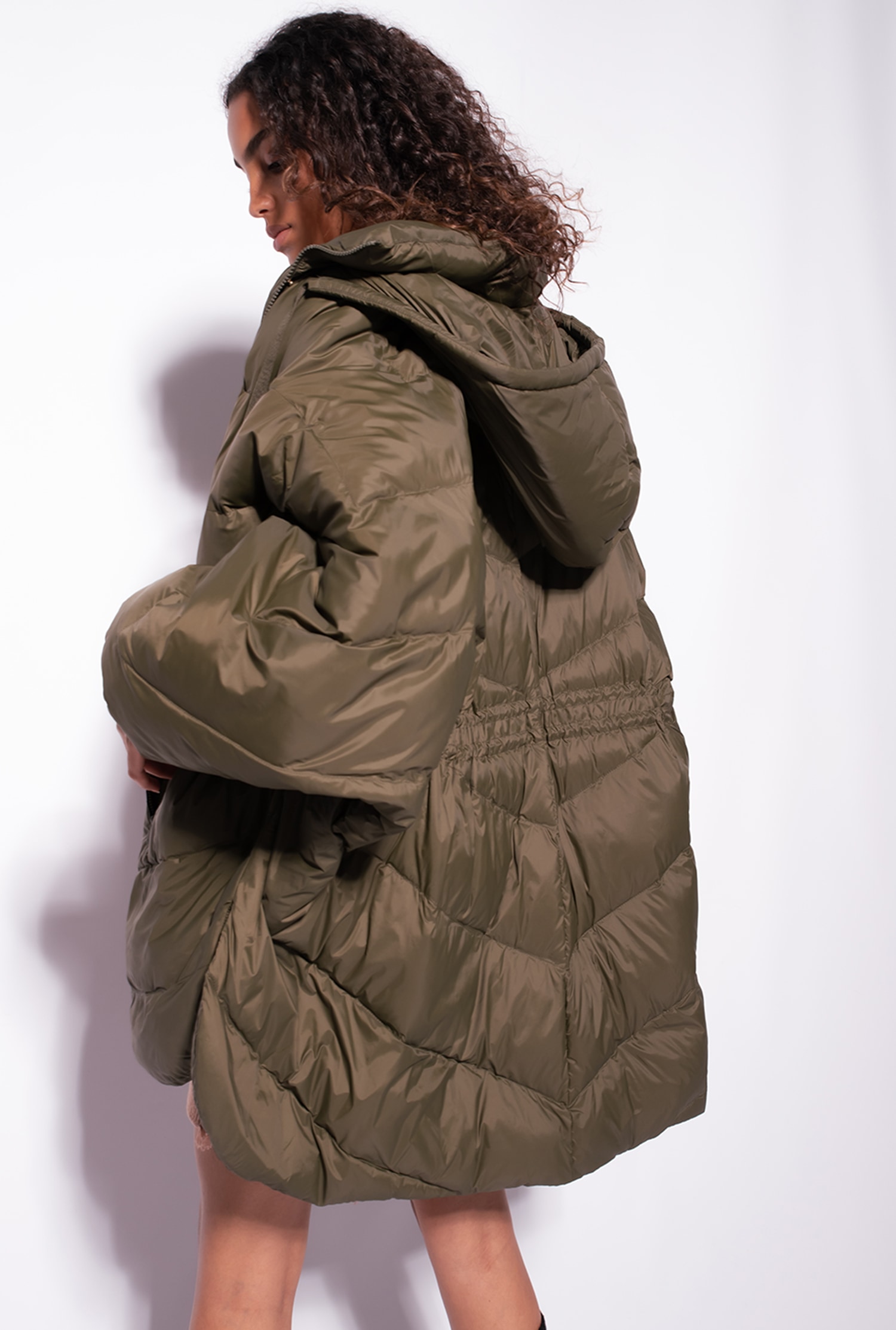 Midi technical canvas down jacket