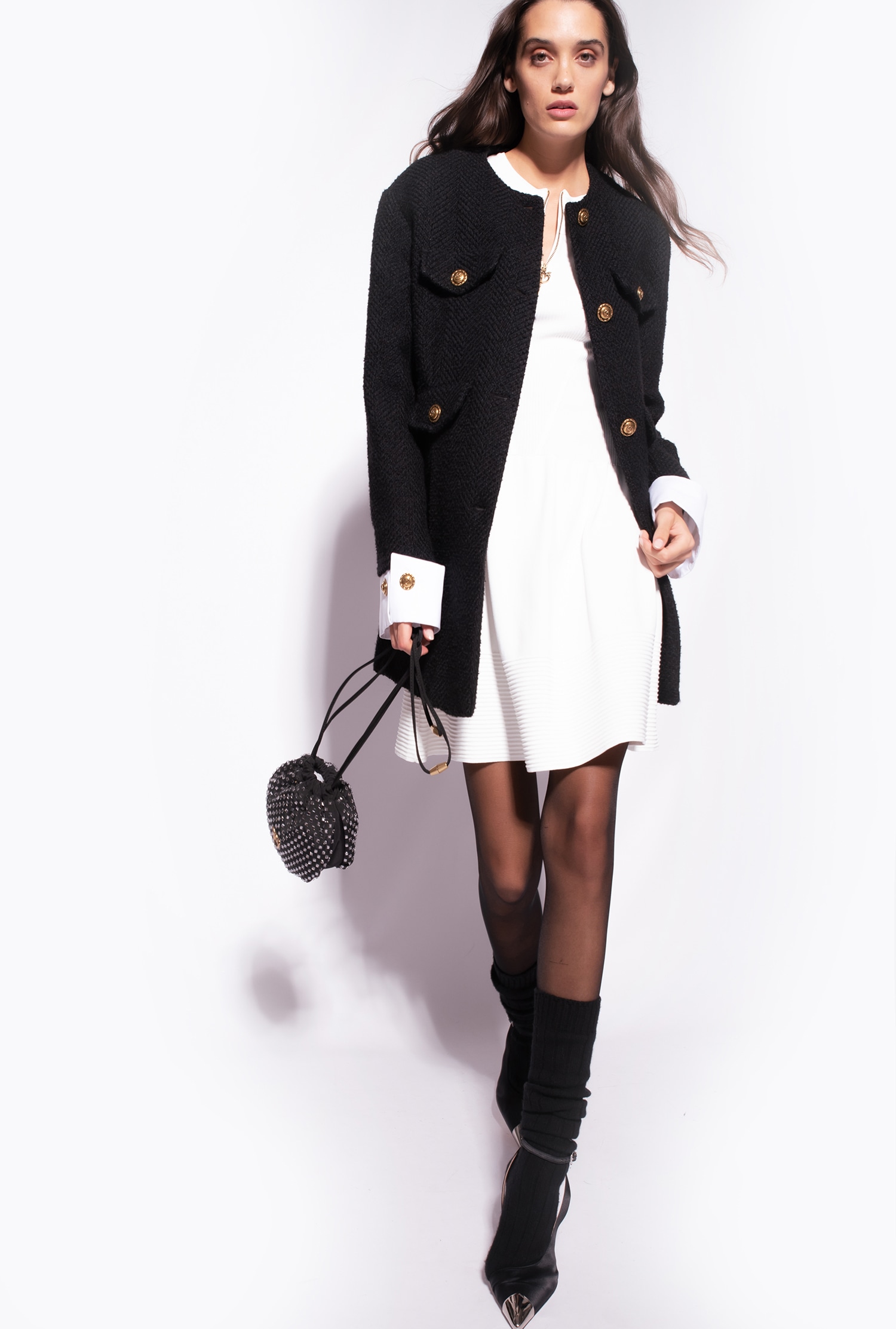 Knit mini dress with zip