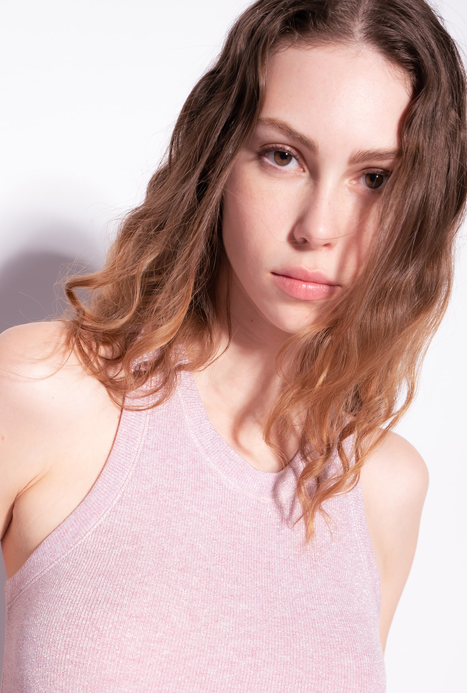 Ribbed lurex vest top