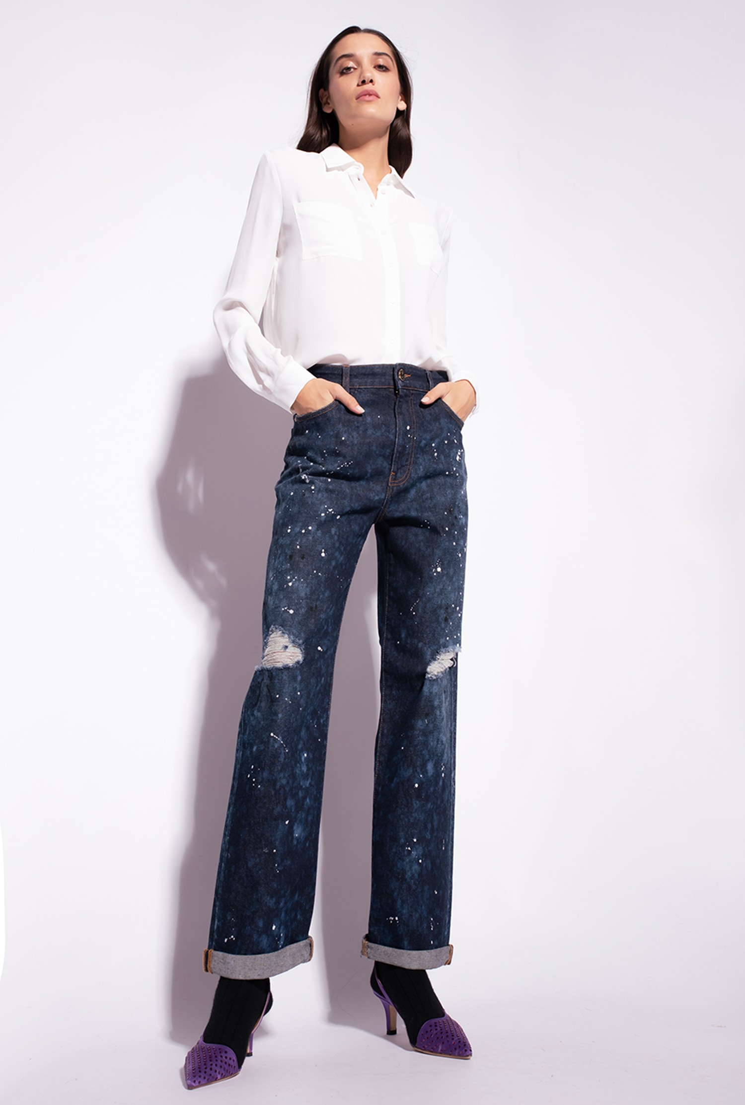 Silk-blend shirt with breast pocket