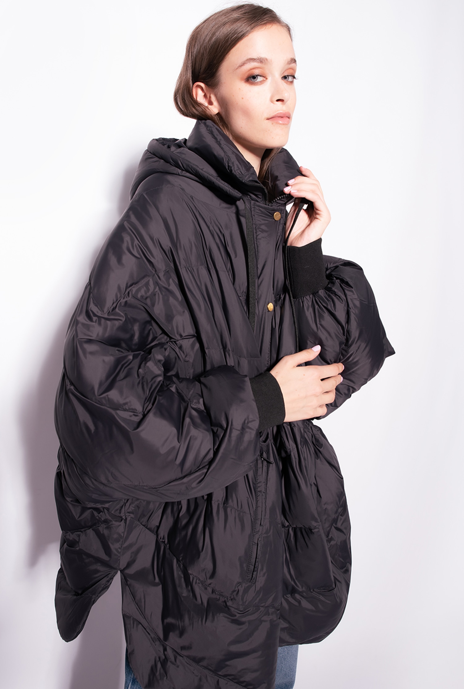 Midi technical canvas down jacket