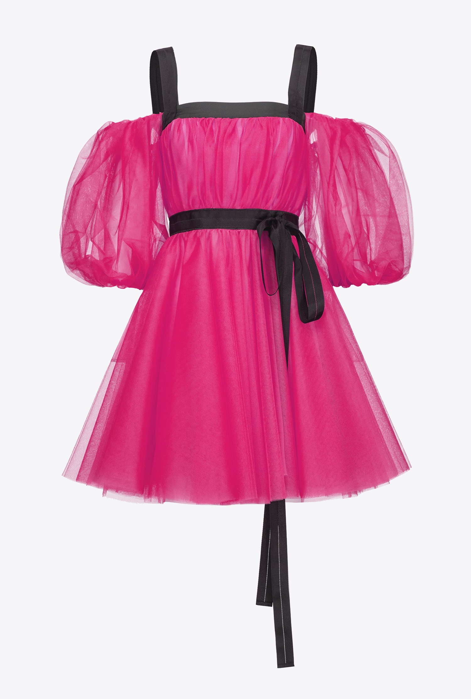 Tulle mini dress with balloon sleeves