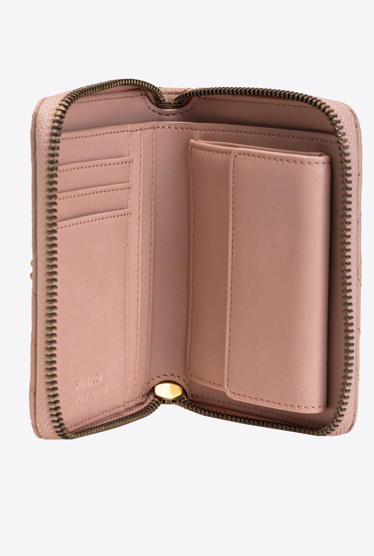 Small zip-around wallet in chevron-patterned nappa