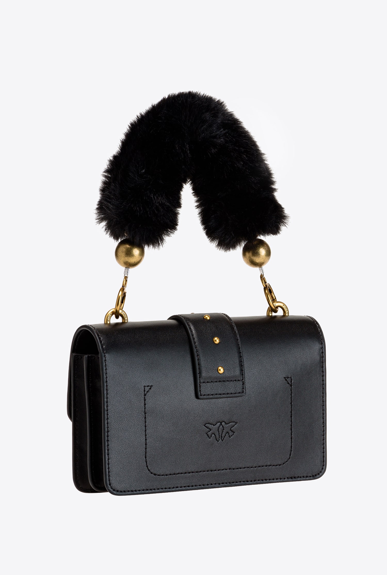 Mini Love Bag Icon with faux fur shoulder strap